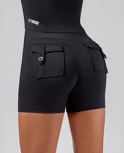 Pantalones cortos tipo cargo - Negro