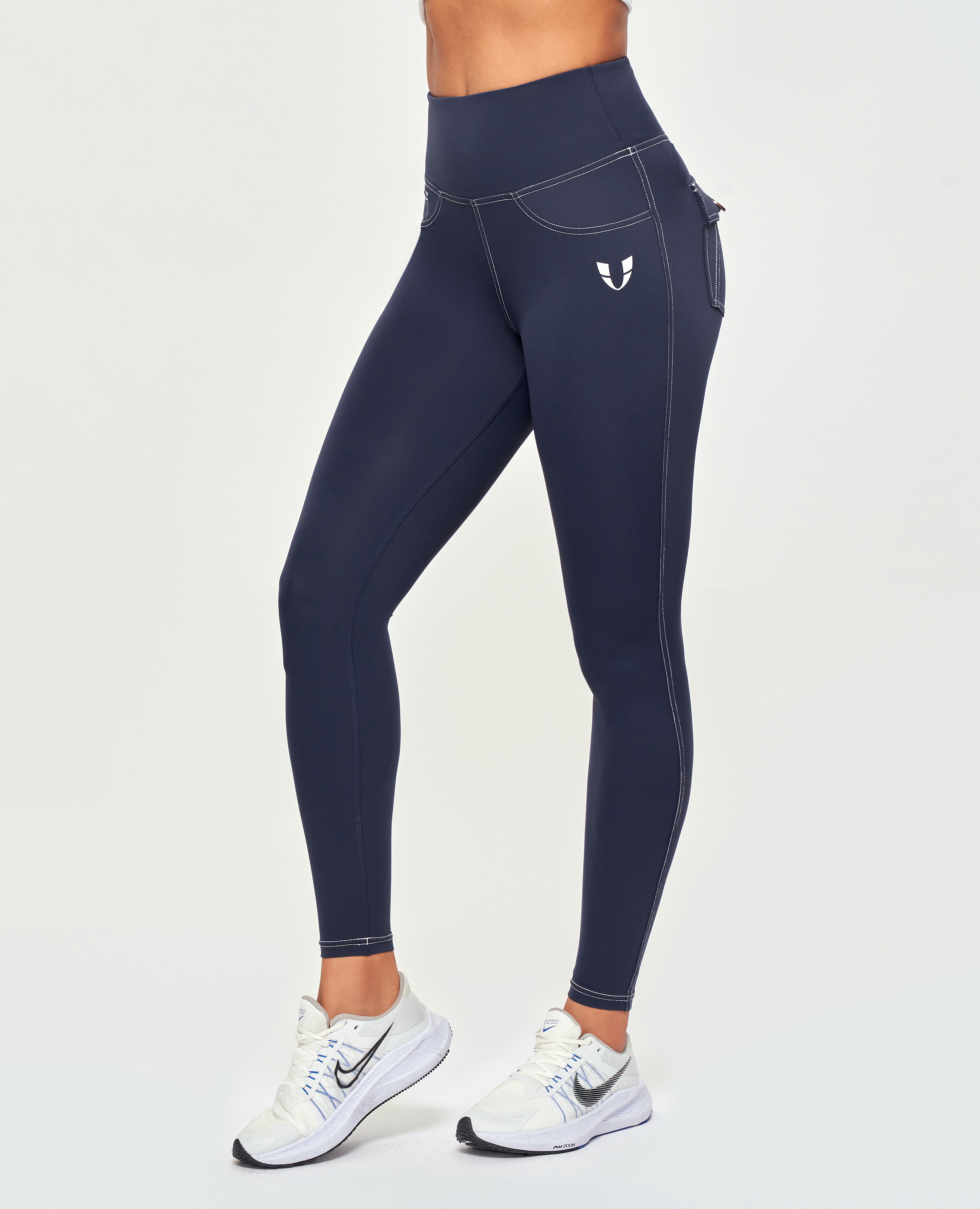 Leggings mit Kontrastnähten – Marineblau