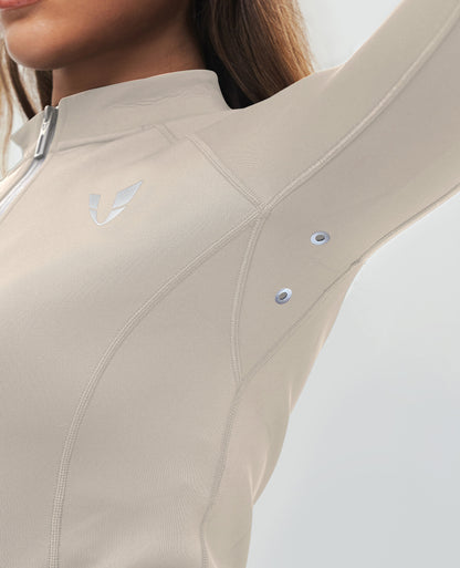 Kurze Jacke Plus mit durchgehendem Reißverschluss – Khaki