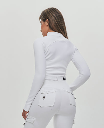 Full-zip Cropped Jacket Plus - White