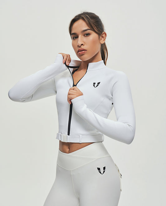 Full-zip Cropped Jacket - White