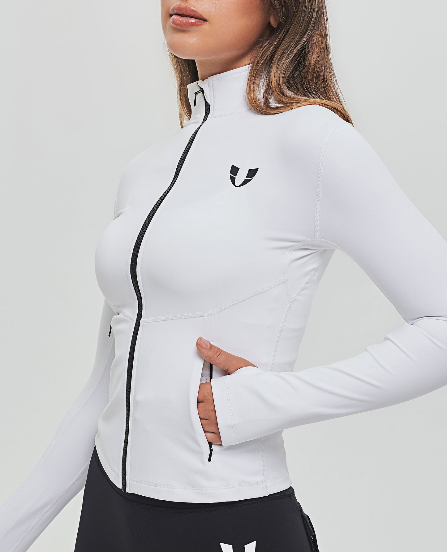 Trainingsjacke mit durchgehendem Reißverschluss – Weiß