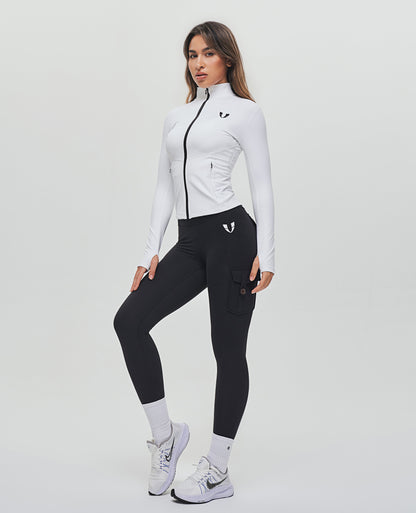 Trainingsjacke mit durchgehendem Reißverschluss – Weiß