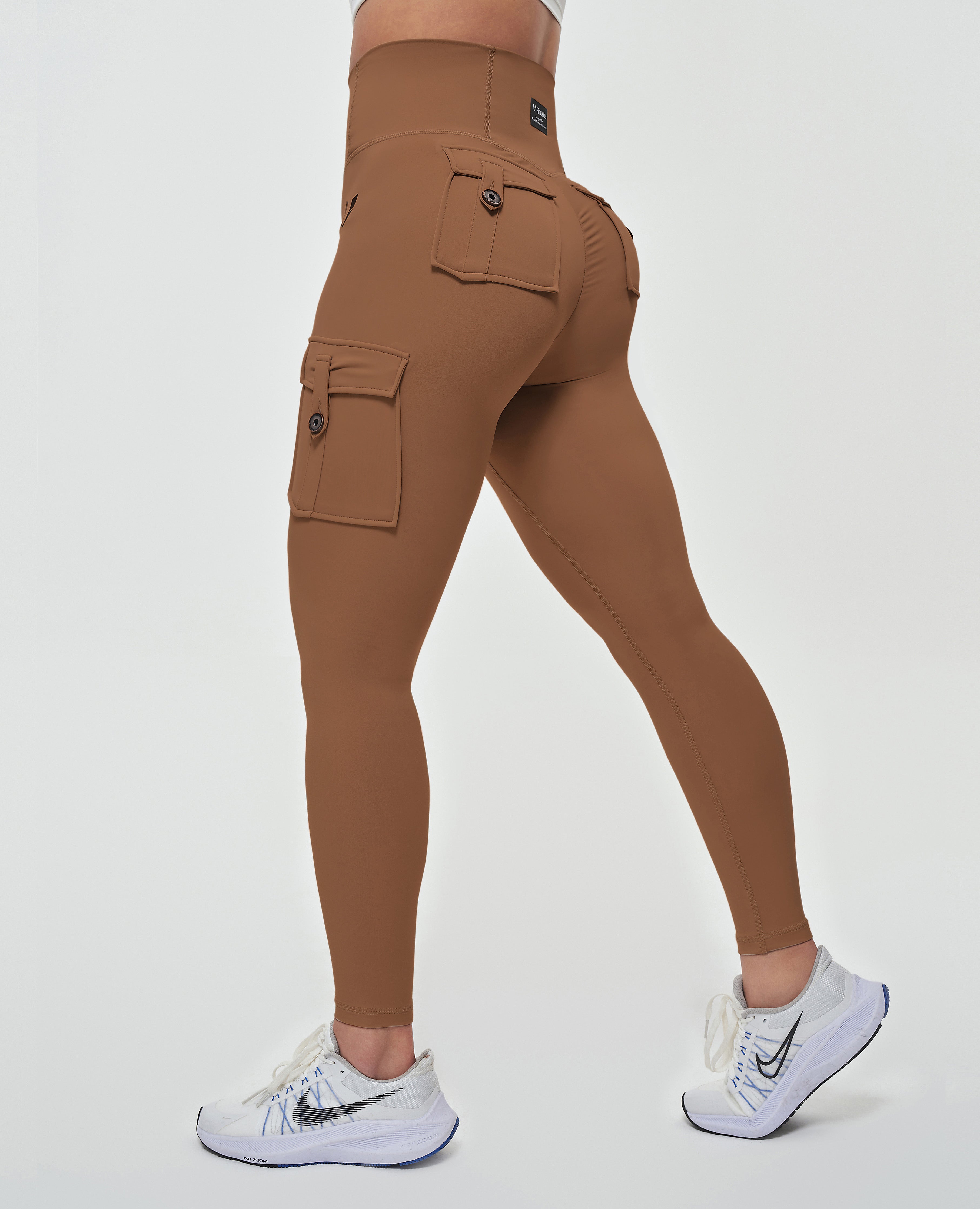 Cargo-Leggings mit hoher Taille – Braun