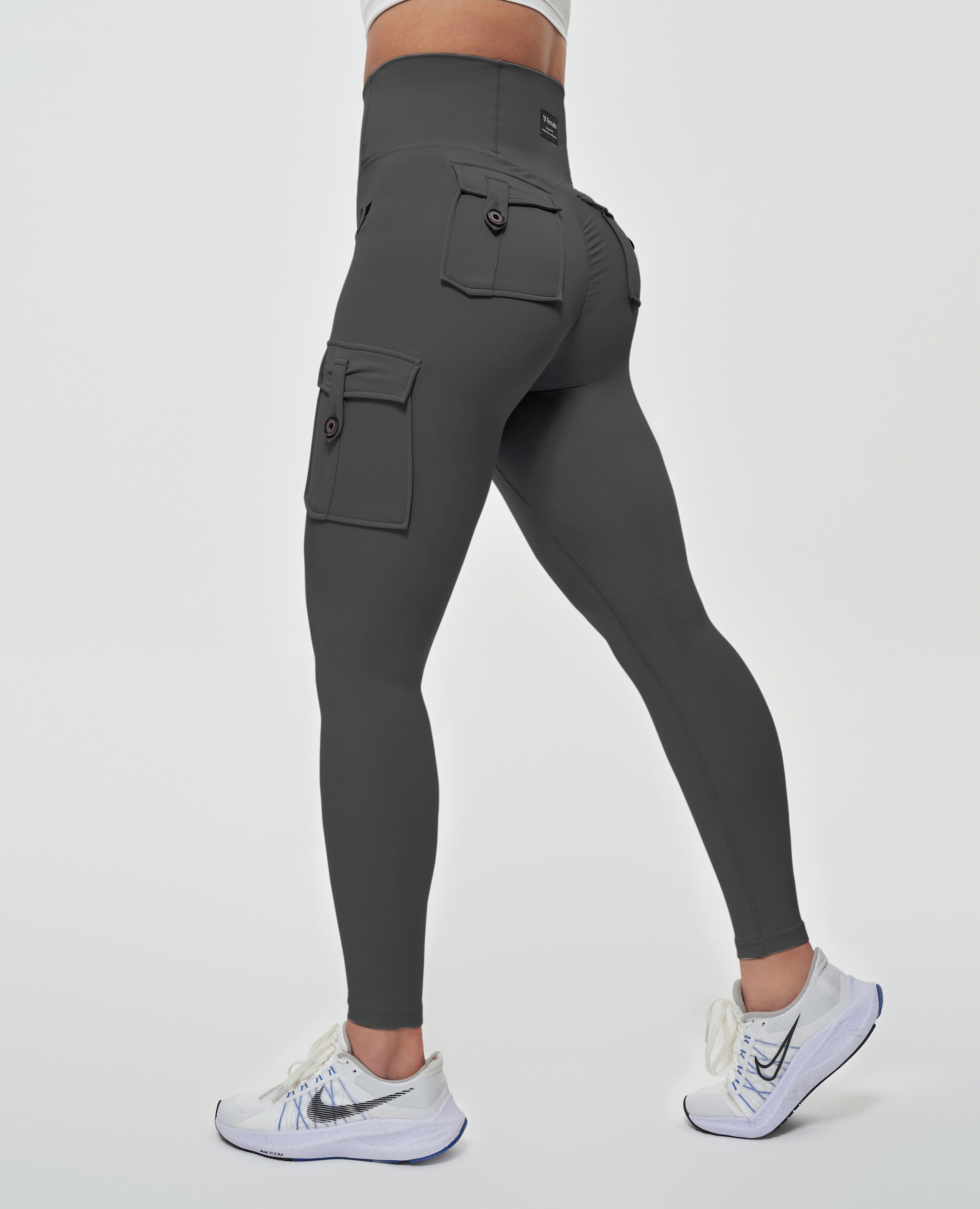 Cargo Leggings mit hoher Taille – Grau