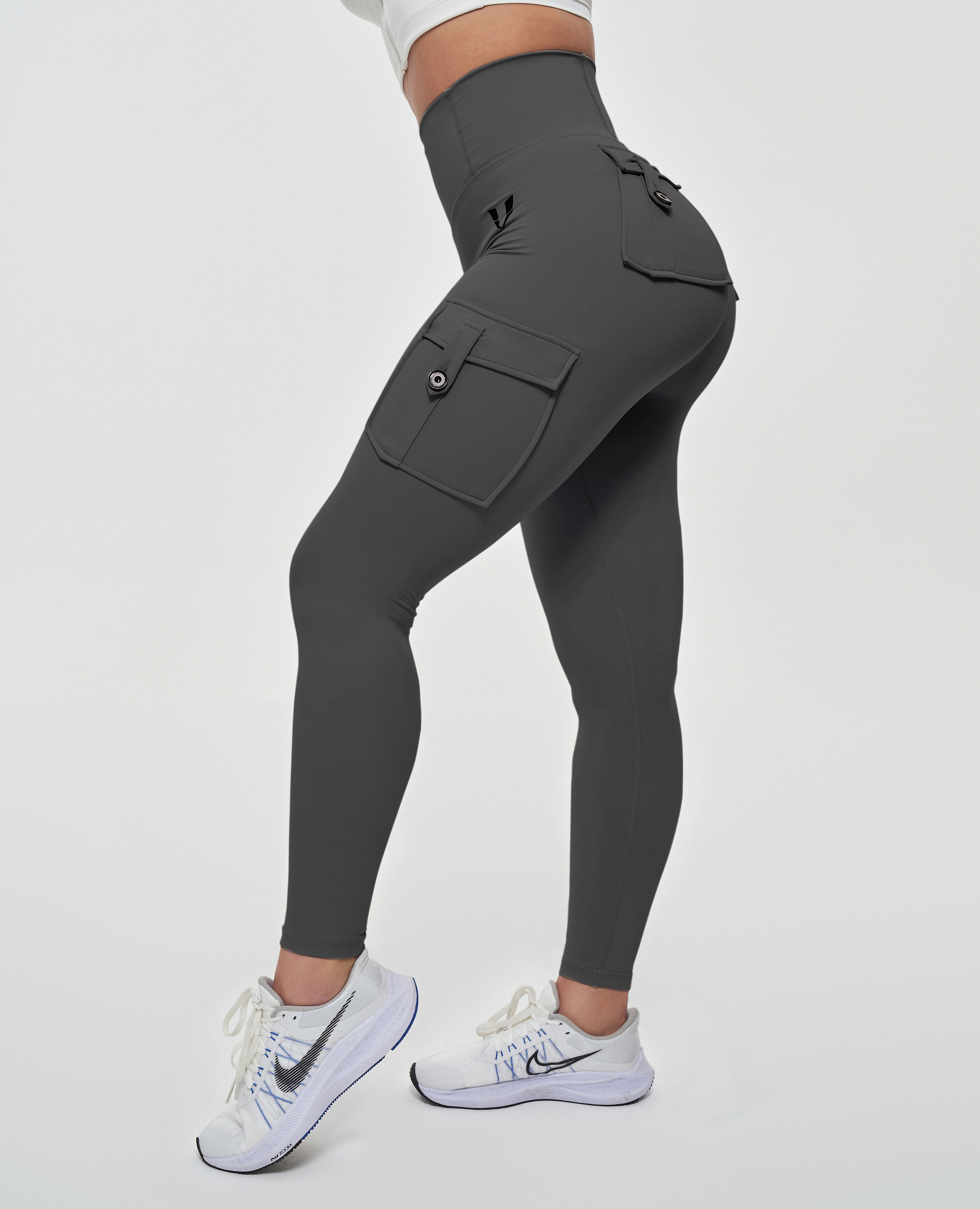 Cargo Leggings mit hoher Taille – Grau