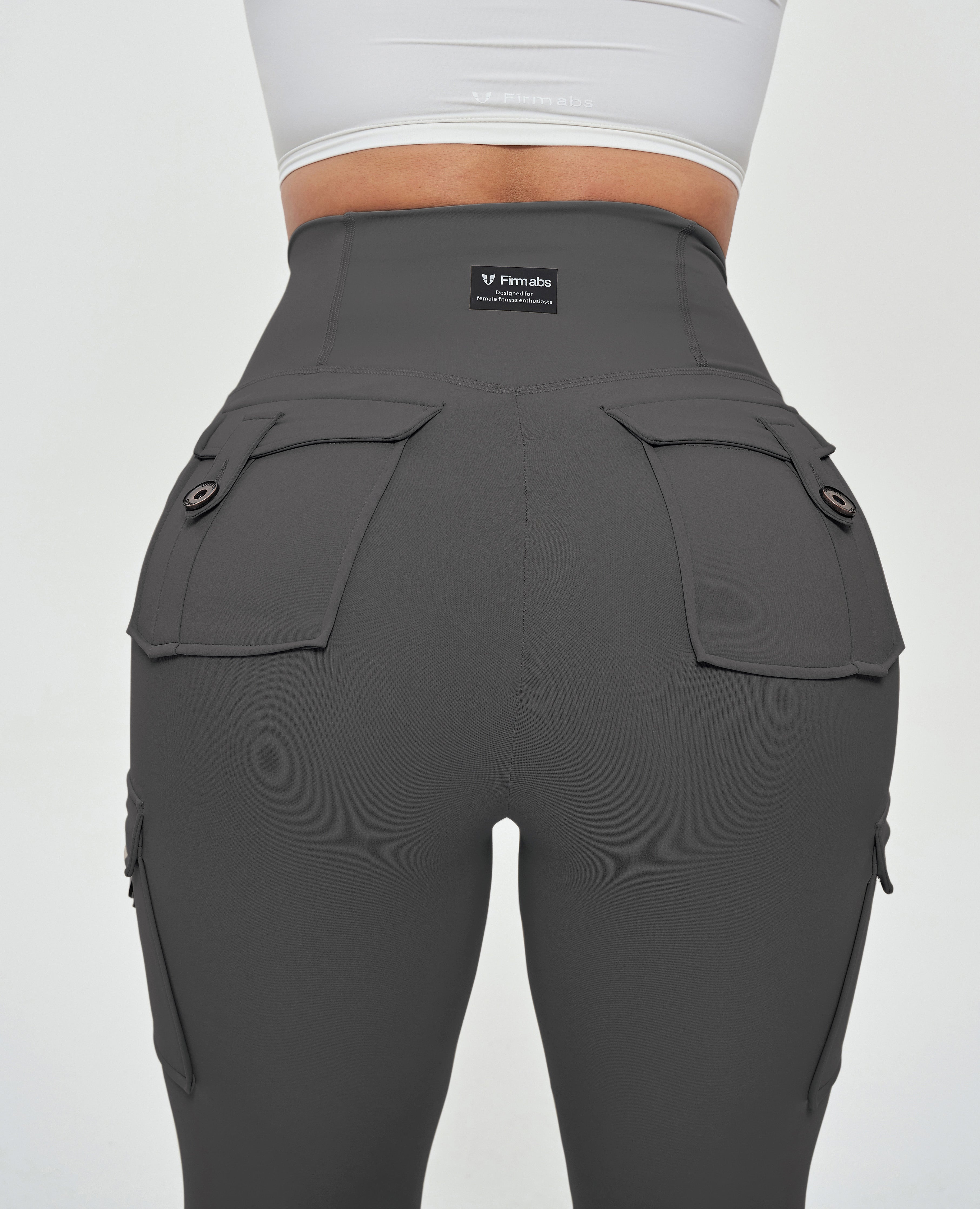 Cargo Leggings mit hoher Taille – Grau