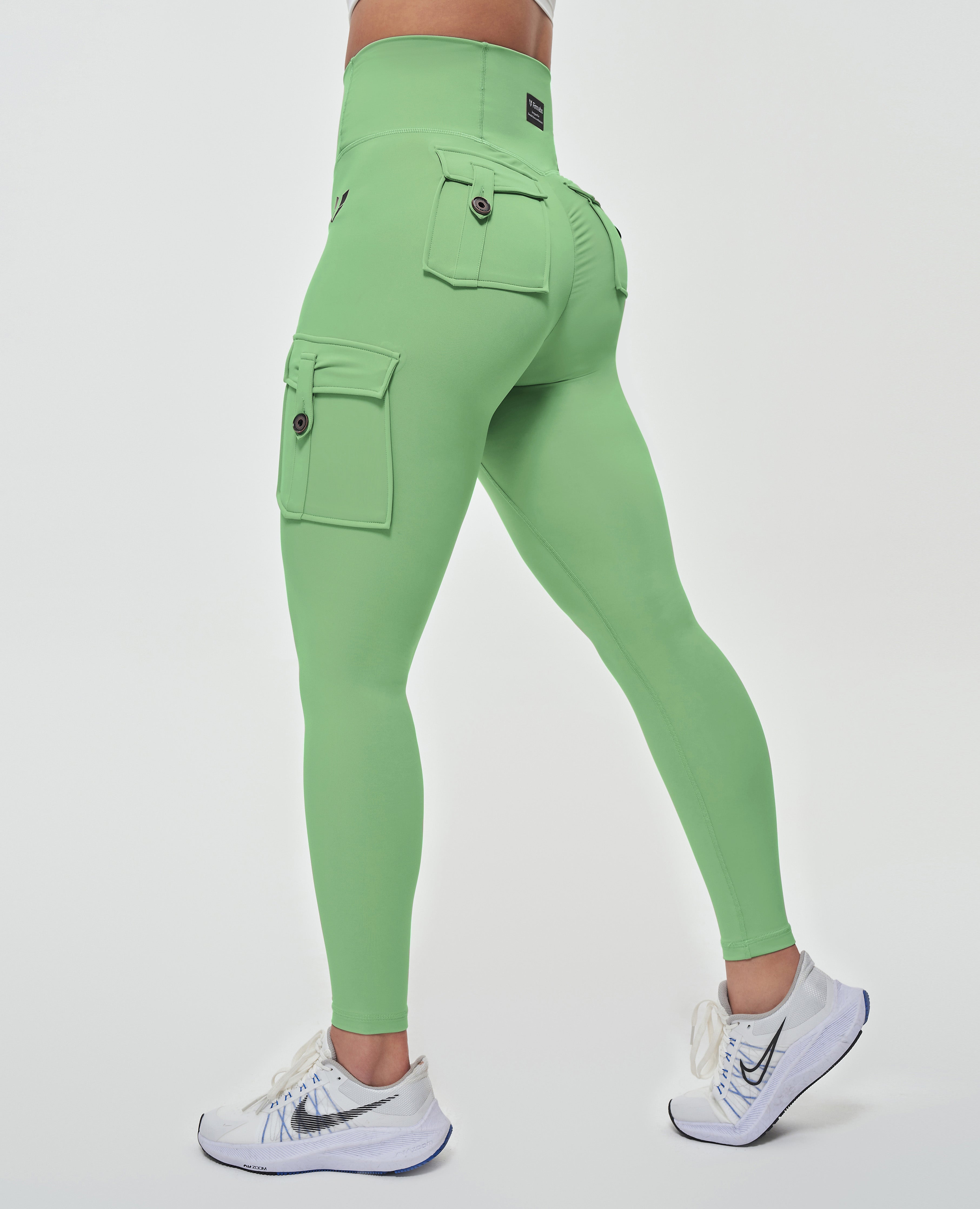 Cargo Leggings mit hoher Taille – Grün