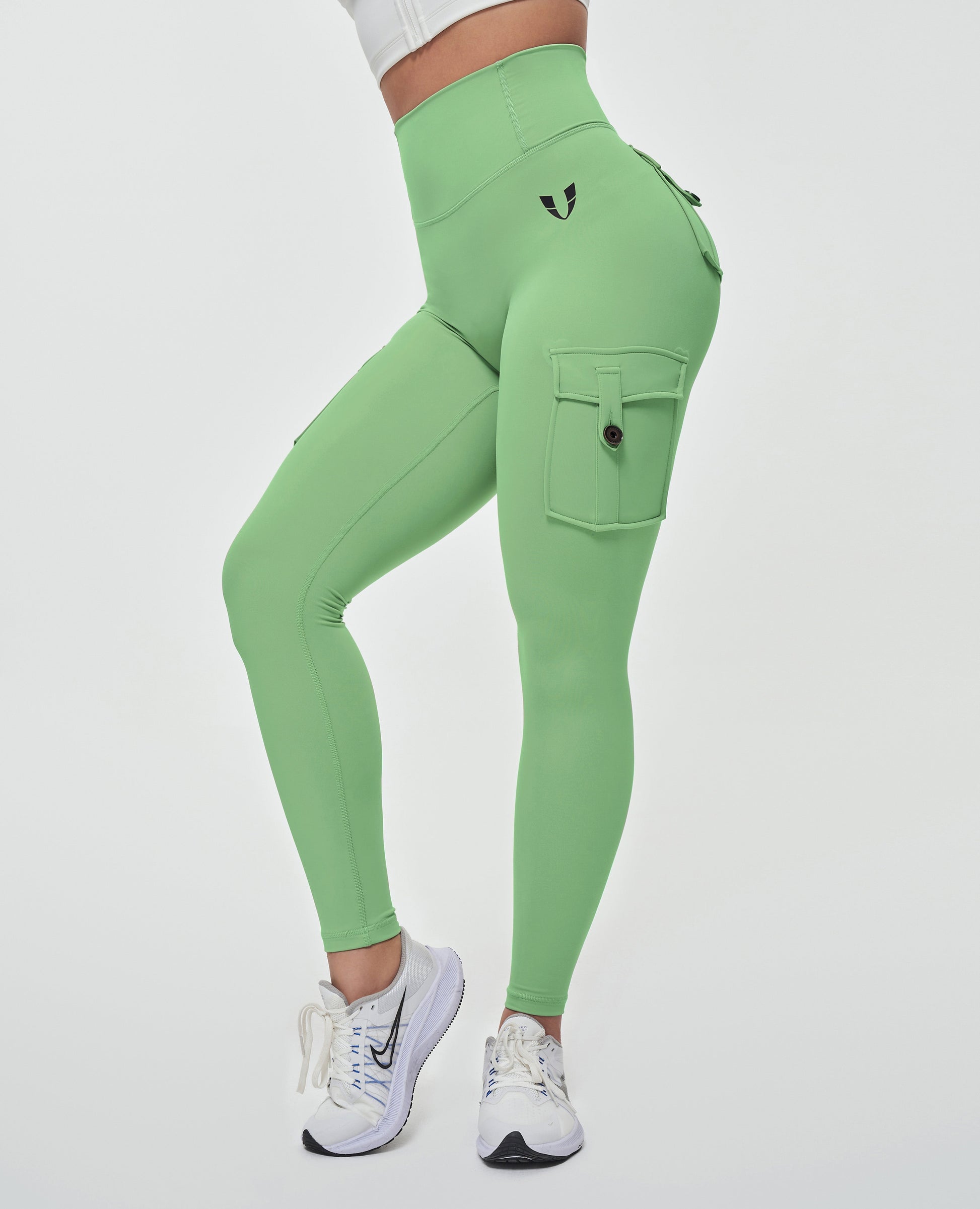 High Waisted Cargo Leggings - Green