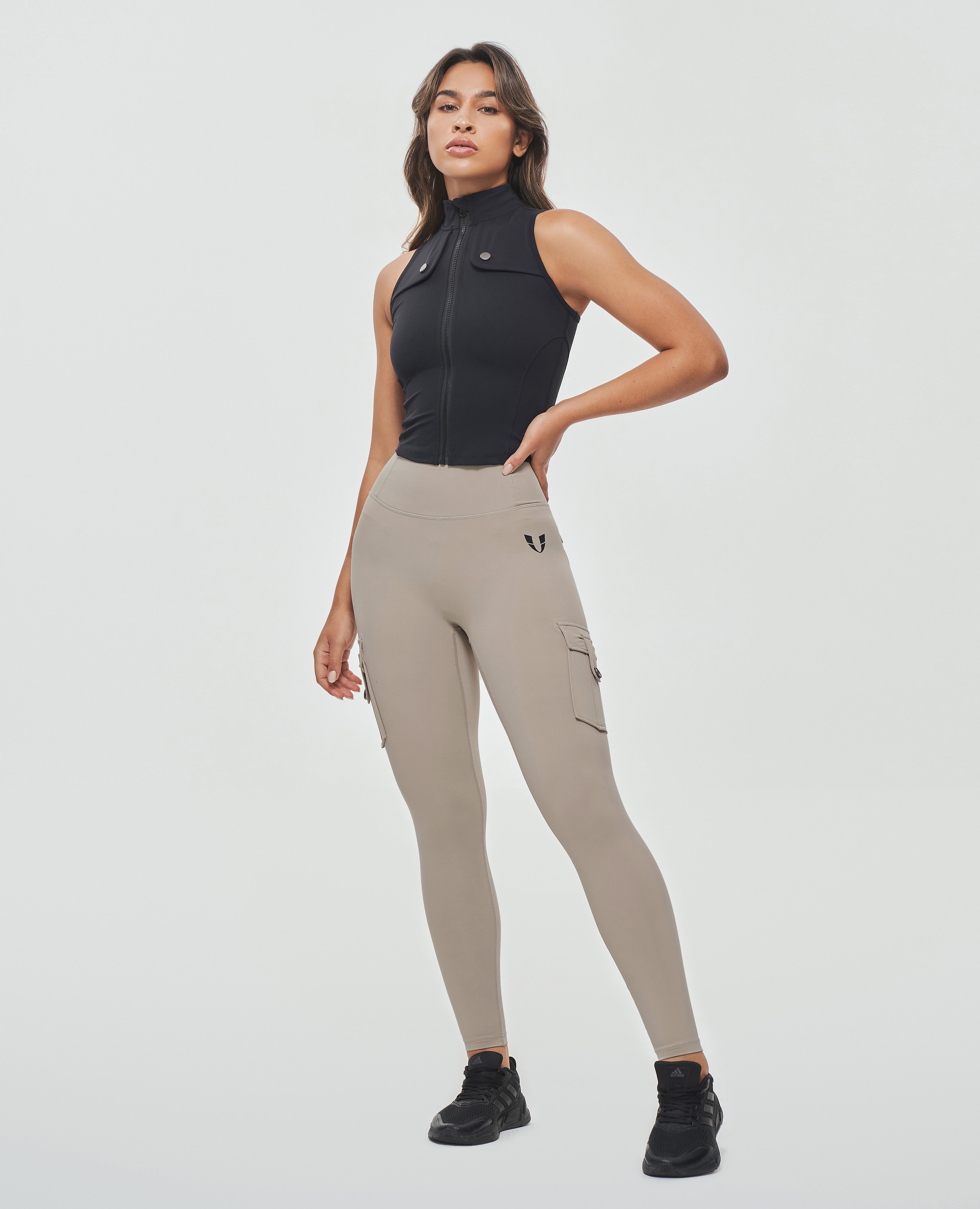 Cargo Leggings mit hoher Taille – Khaki