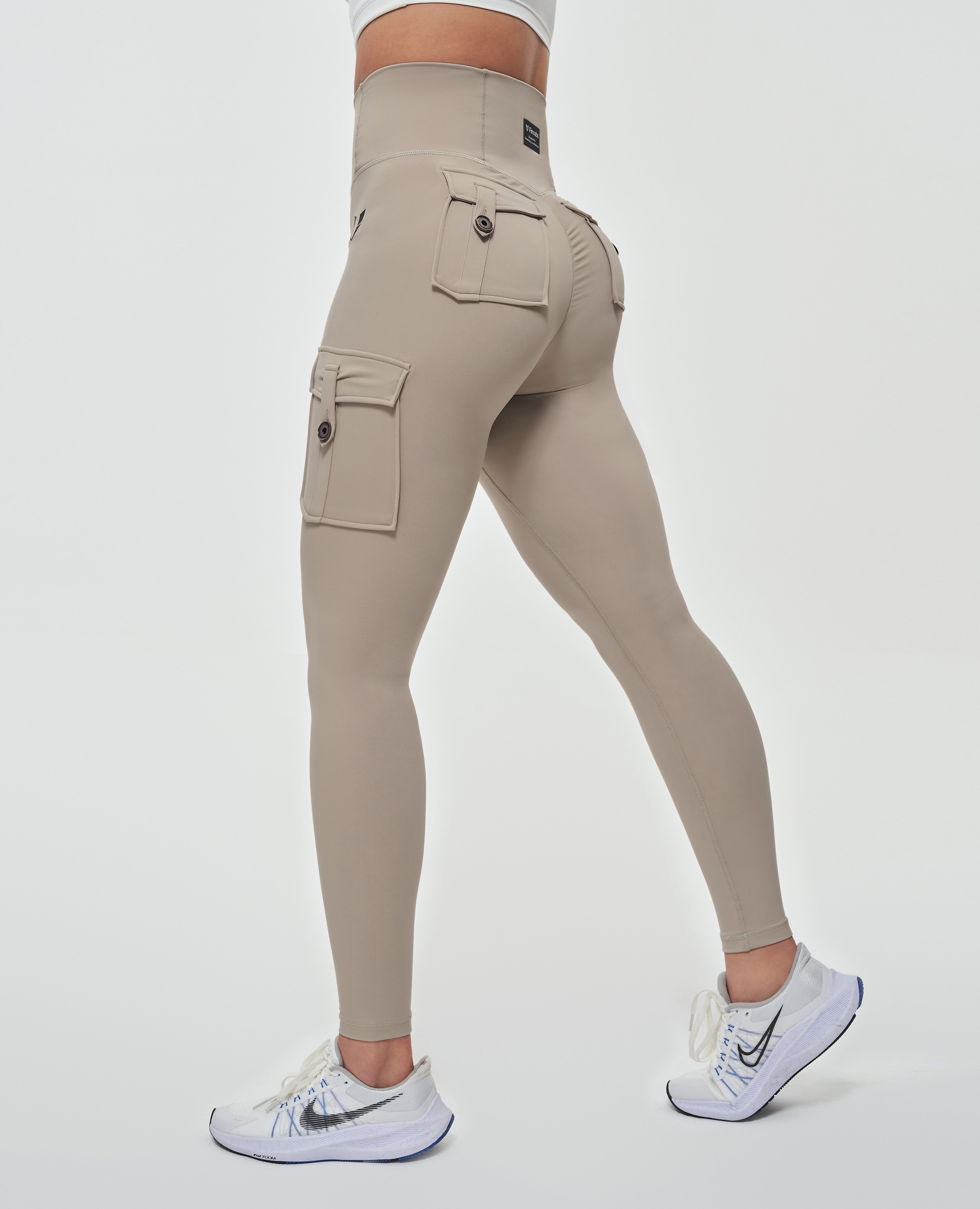 Cargo Leggings mit hoher Taille – Khaki