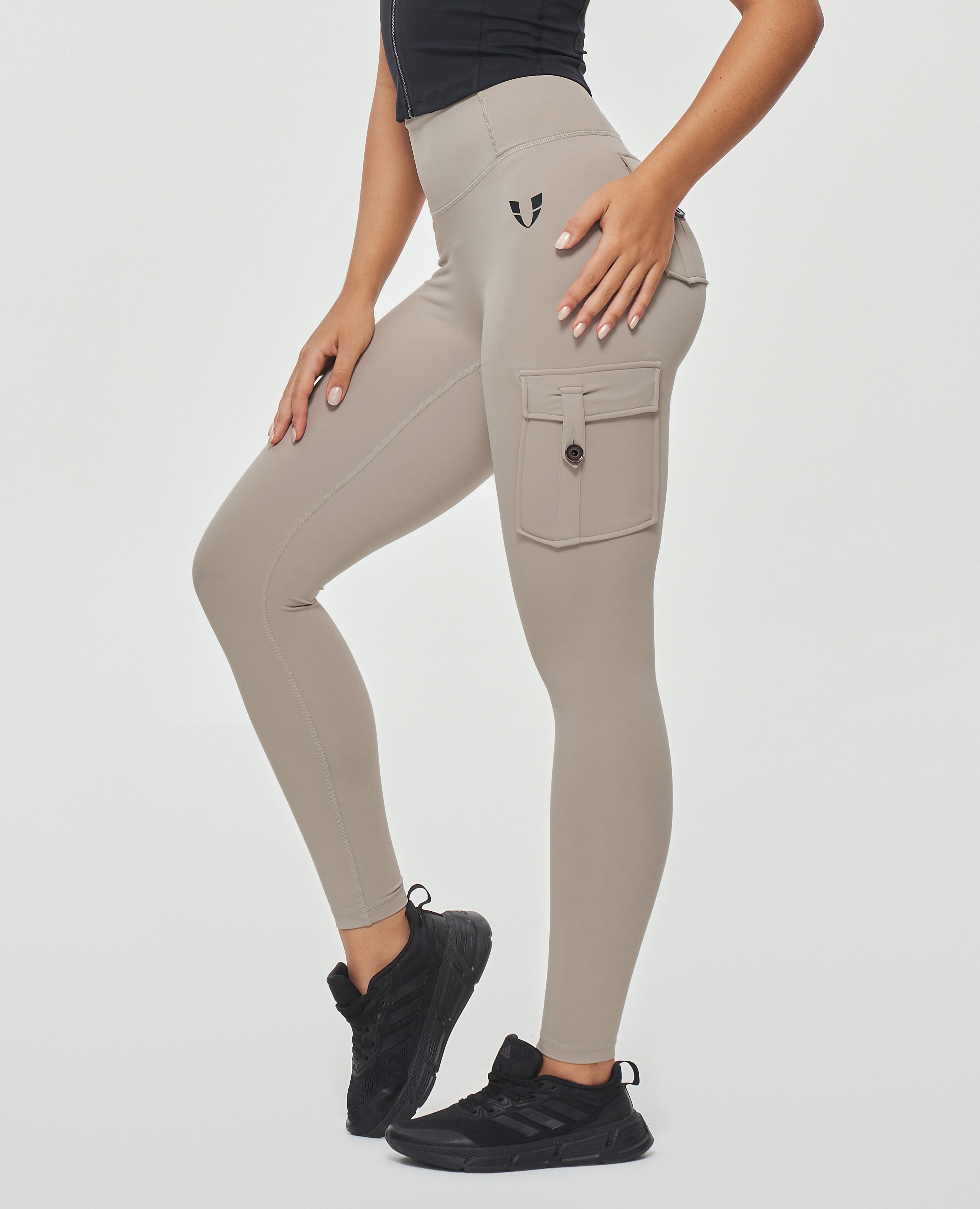 Cargo Leggings mit hoher Taille – Khaki