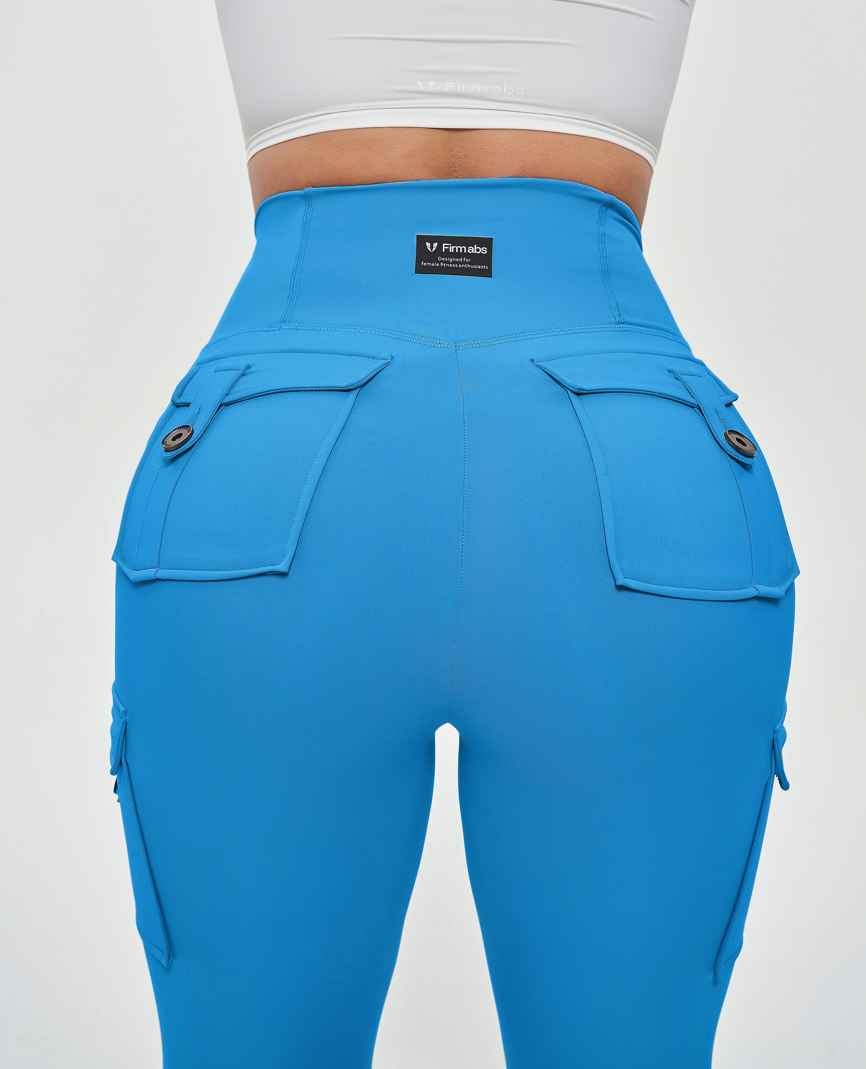 Cargo-Leggings mit hoher Taille – Hellblau