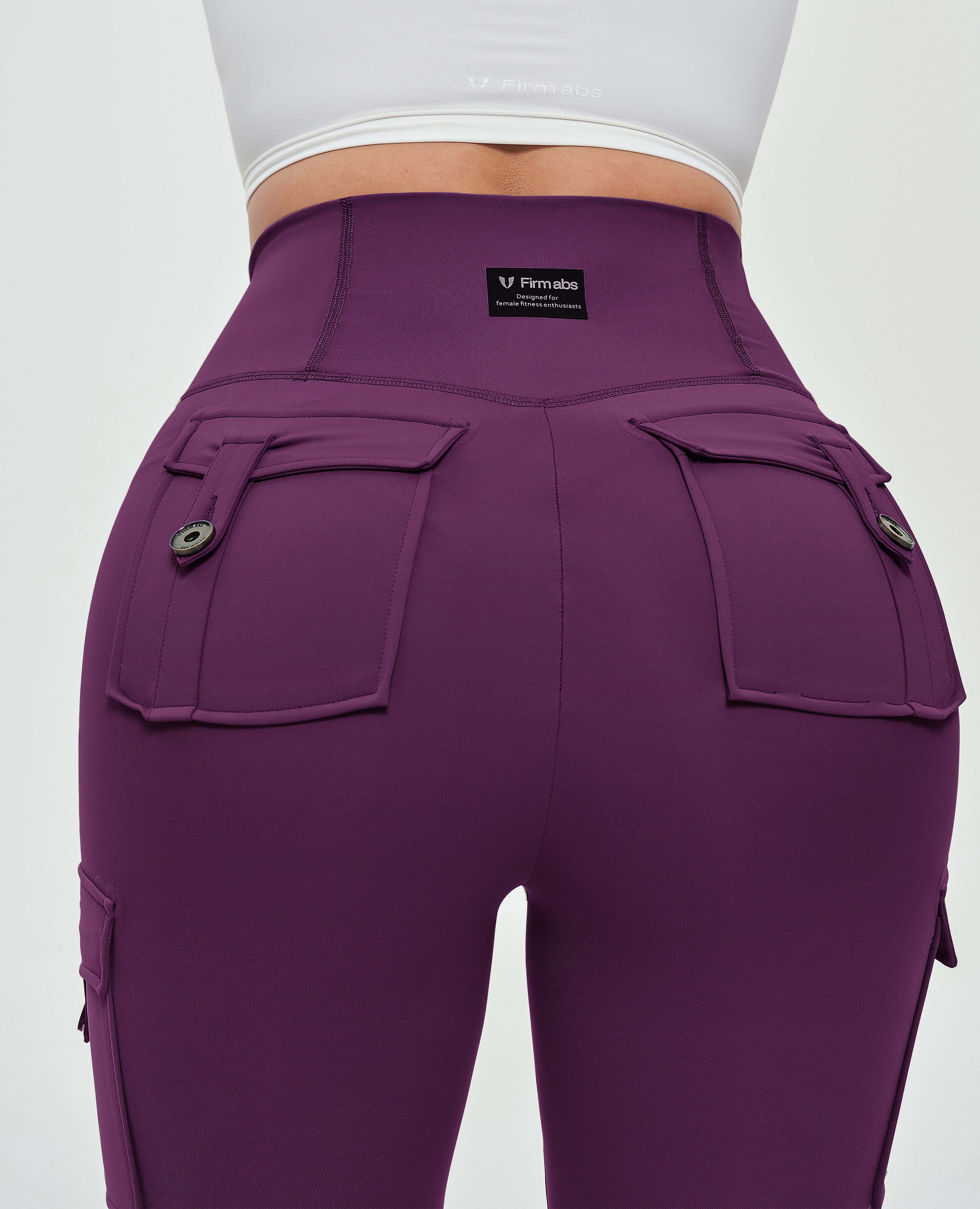 Cargo-Leggings mit hoher Taille – Lila