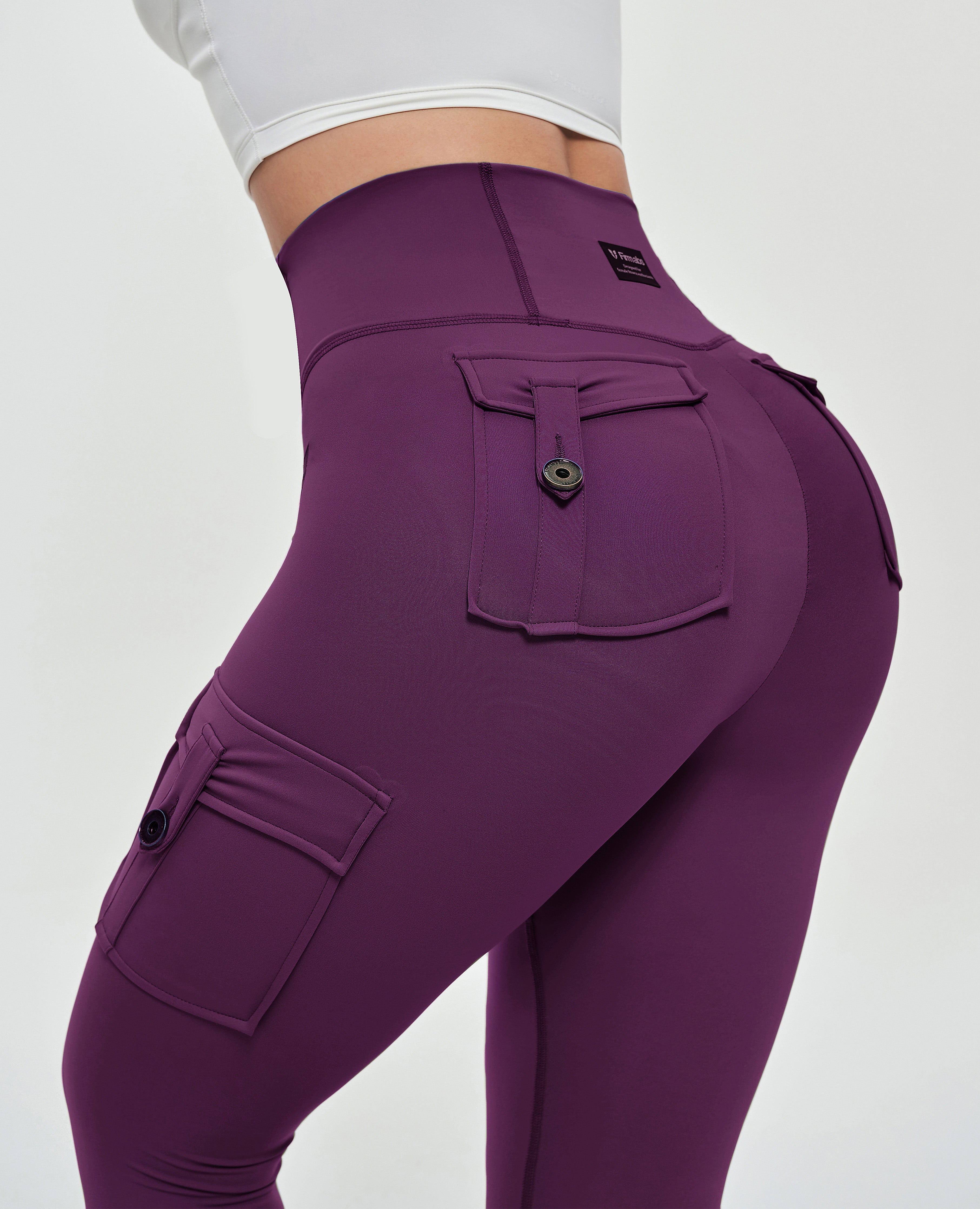 Cargo-Leggings mit hoher Taille – Lila