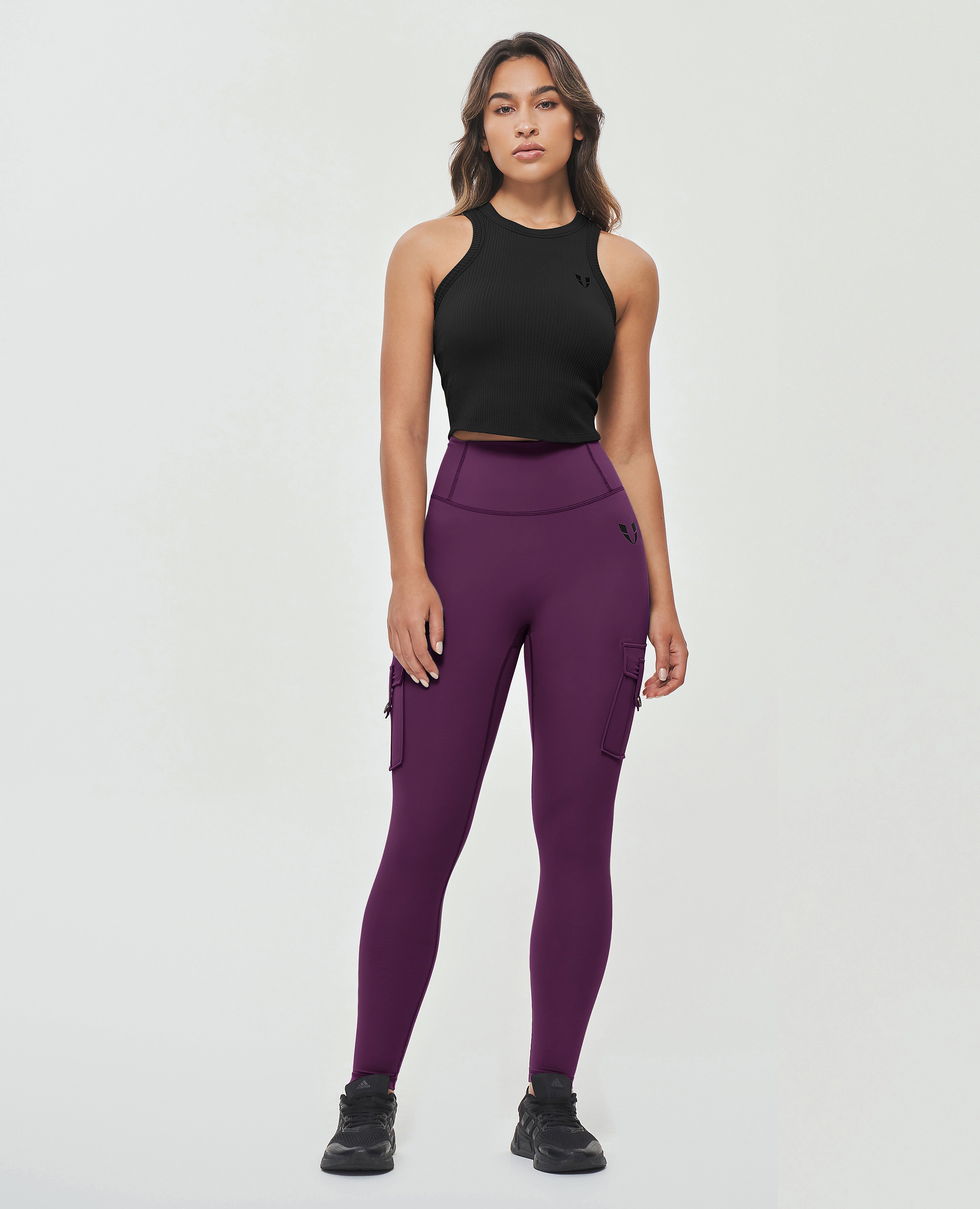 Cargo-Leggings mit hoher Taille – Lila