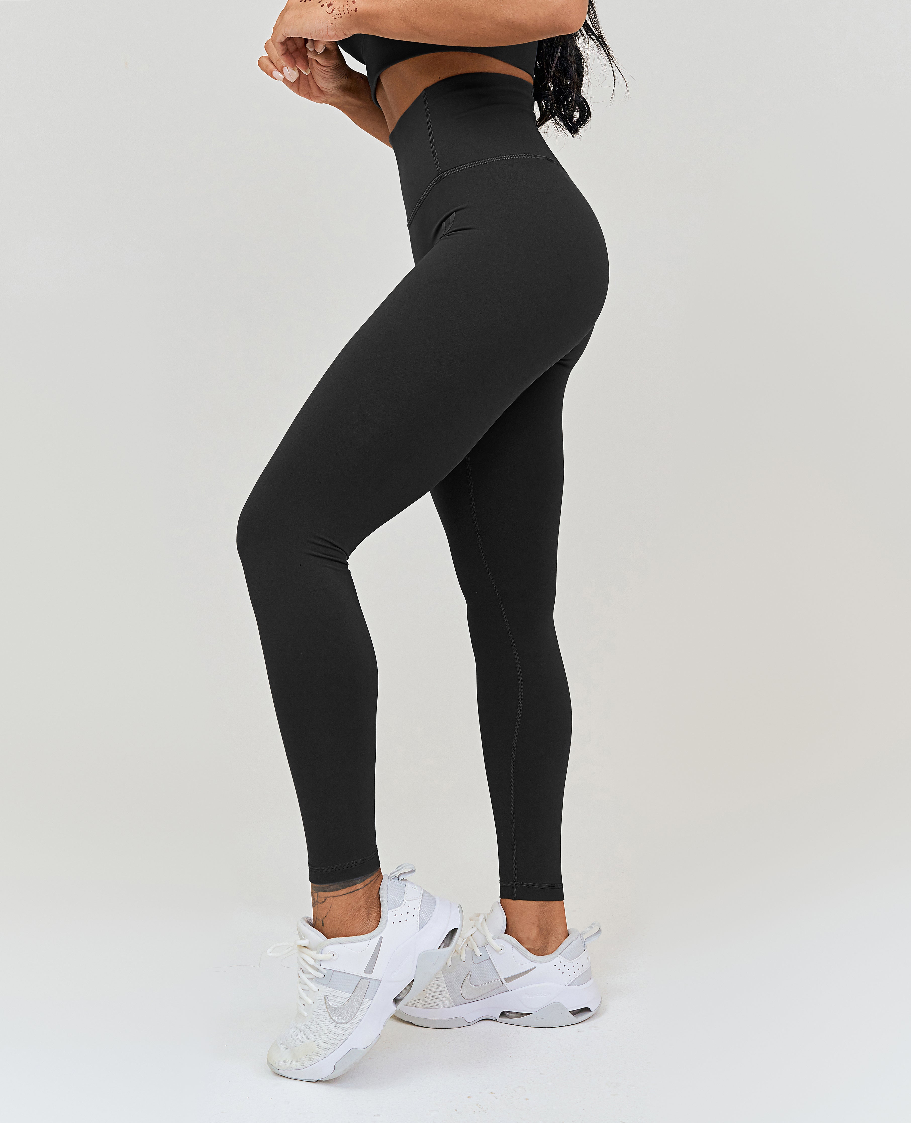 Trainingsleggings mit hoher Taille – Schwarz