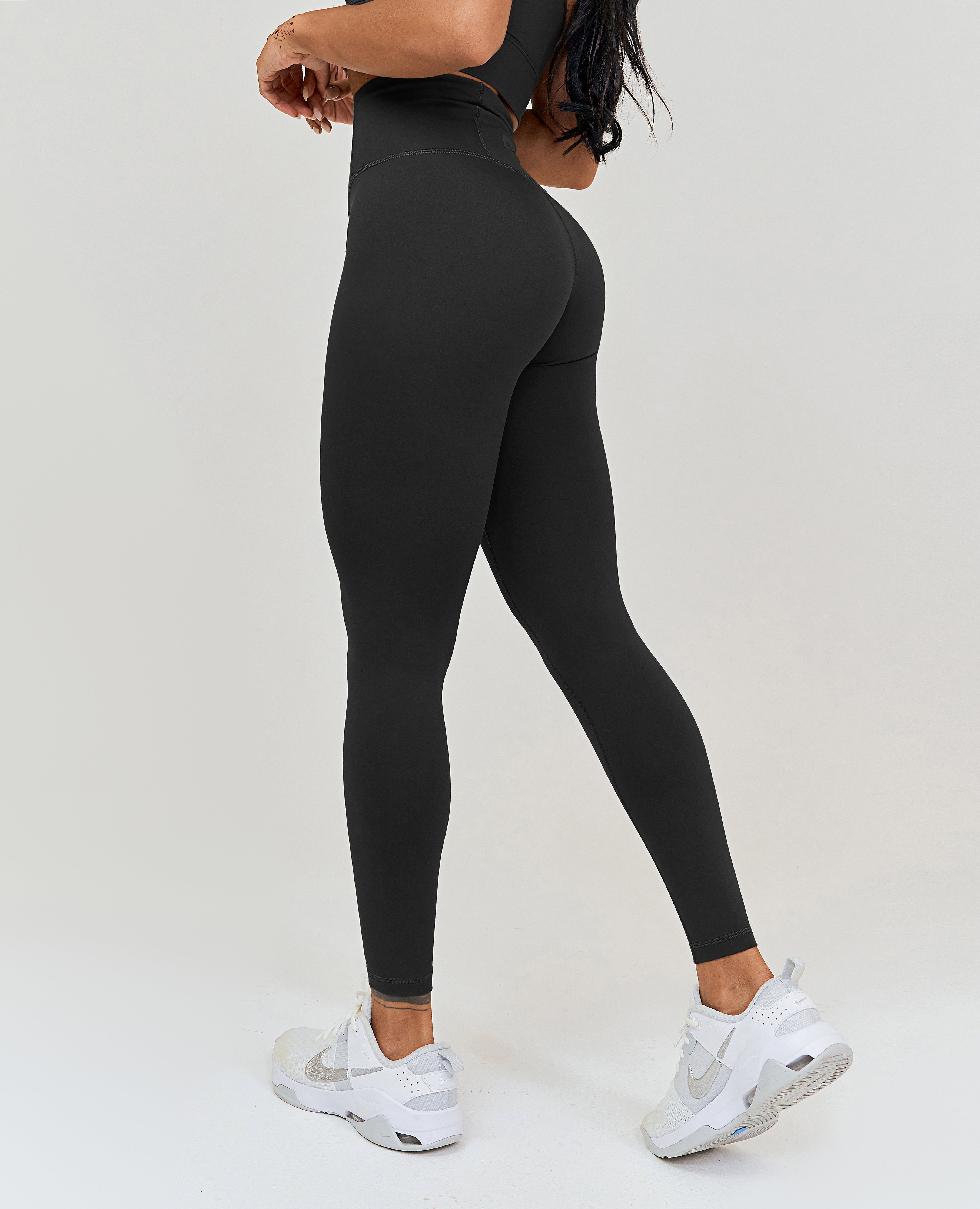 Trainingsleggings mit hoher Taille – Schwarz