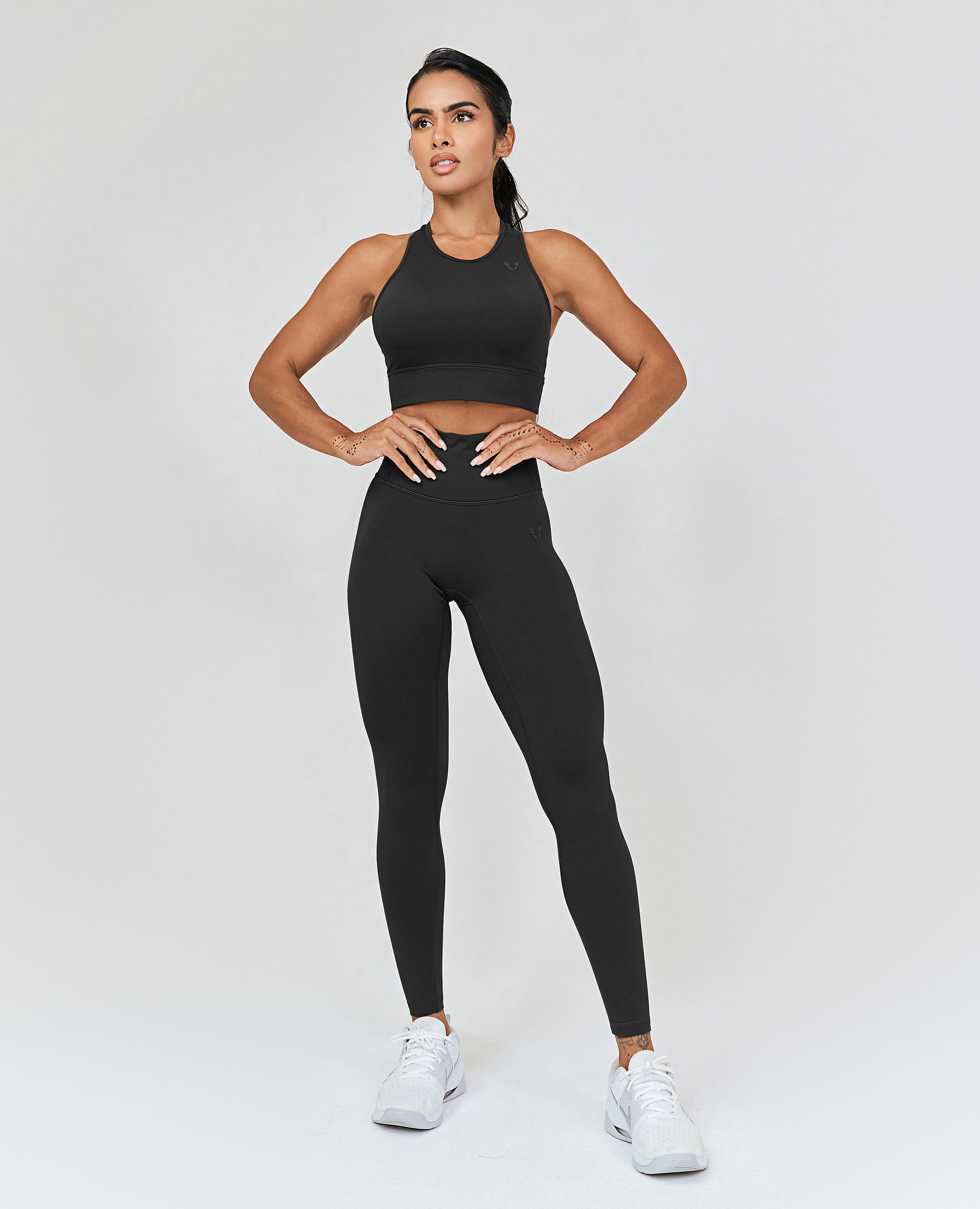 Trainingsleggings mit hoher Taille – Schwarz