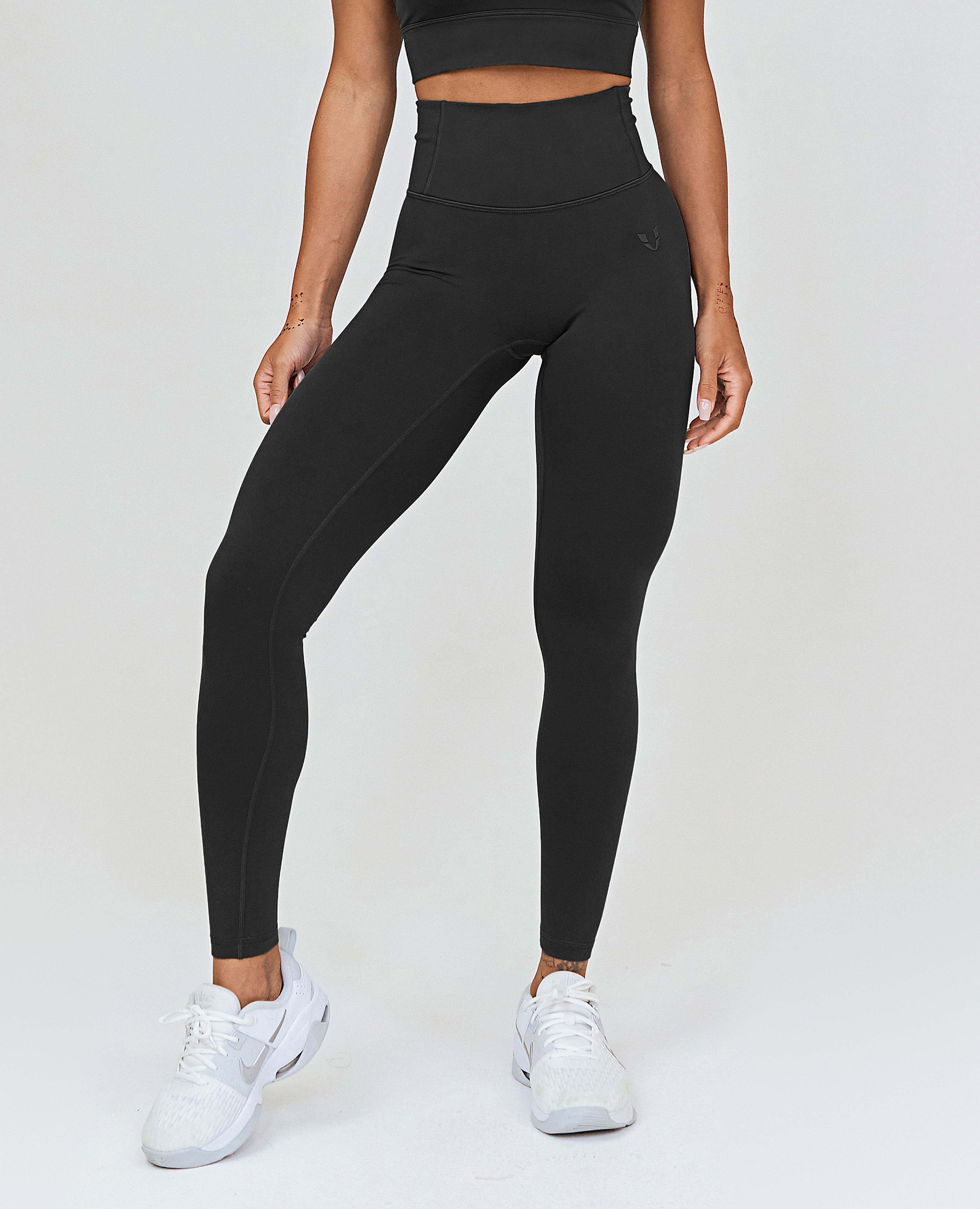 Trainingsleggings mit hoher Taille – Schwarz