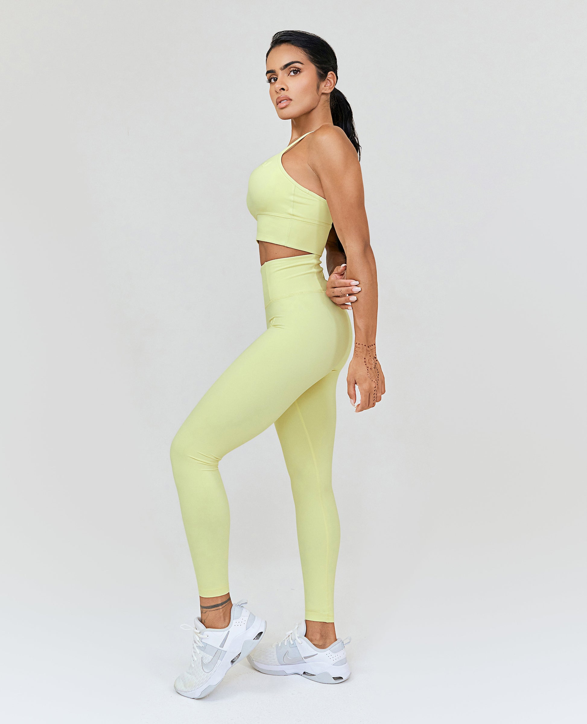 Workout Leggings mit hoher Taille – Hellgelb