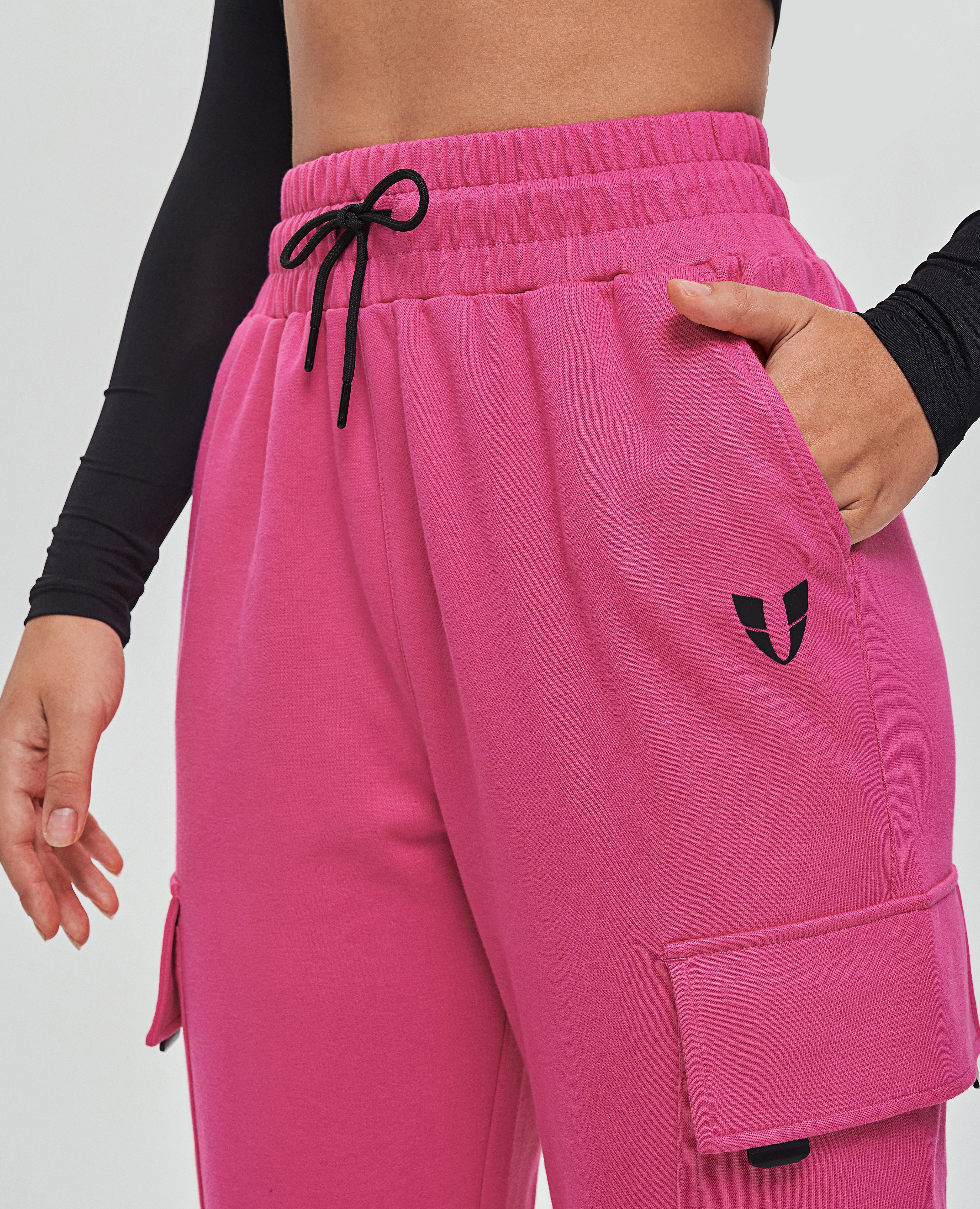 Locker sitzende Cargo-Jogginghose – Fuchsia