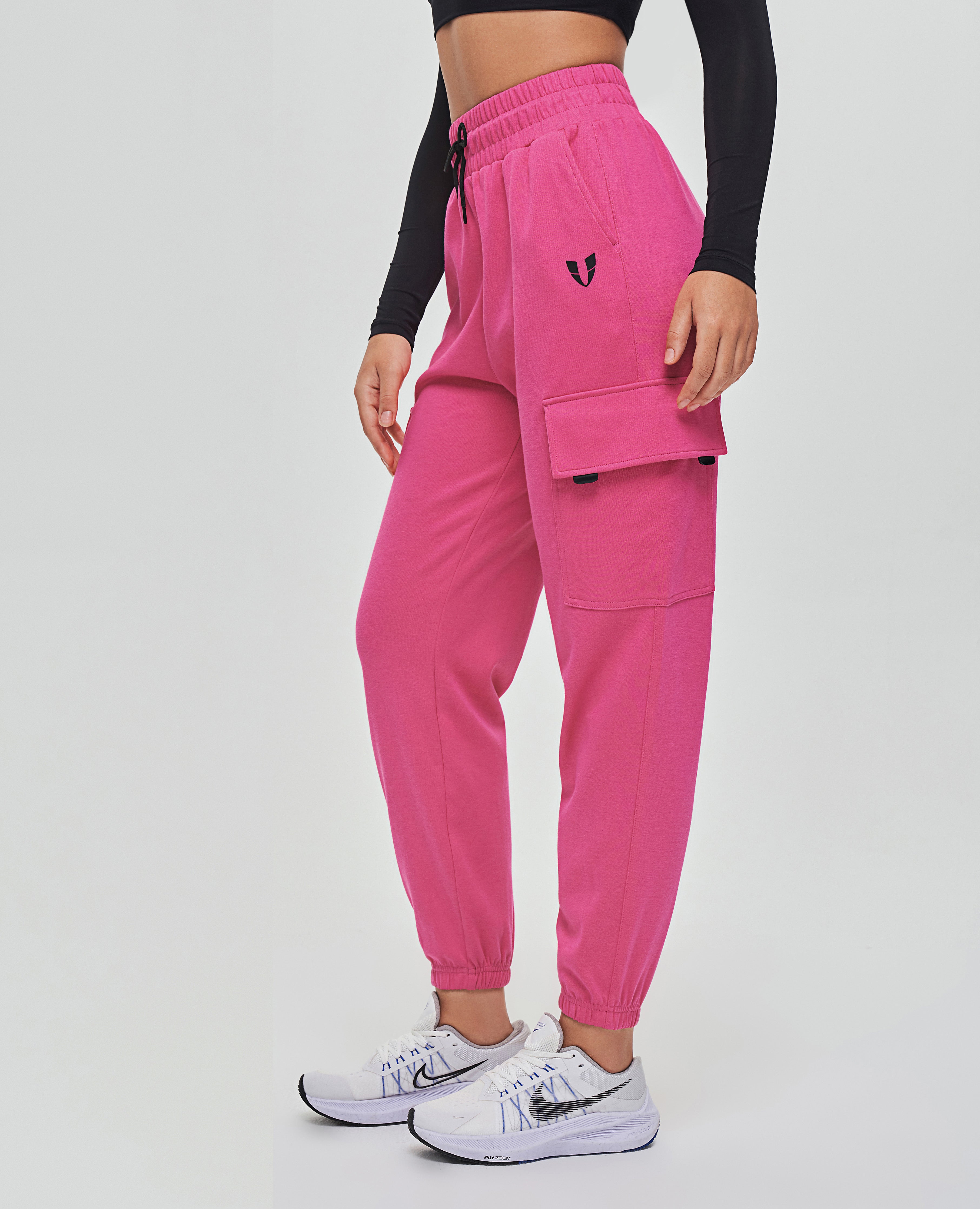 Locker sitzende Cargo-Jogginghose – Fuchsia