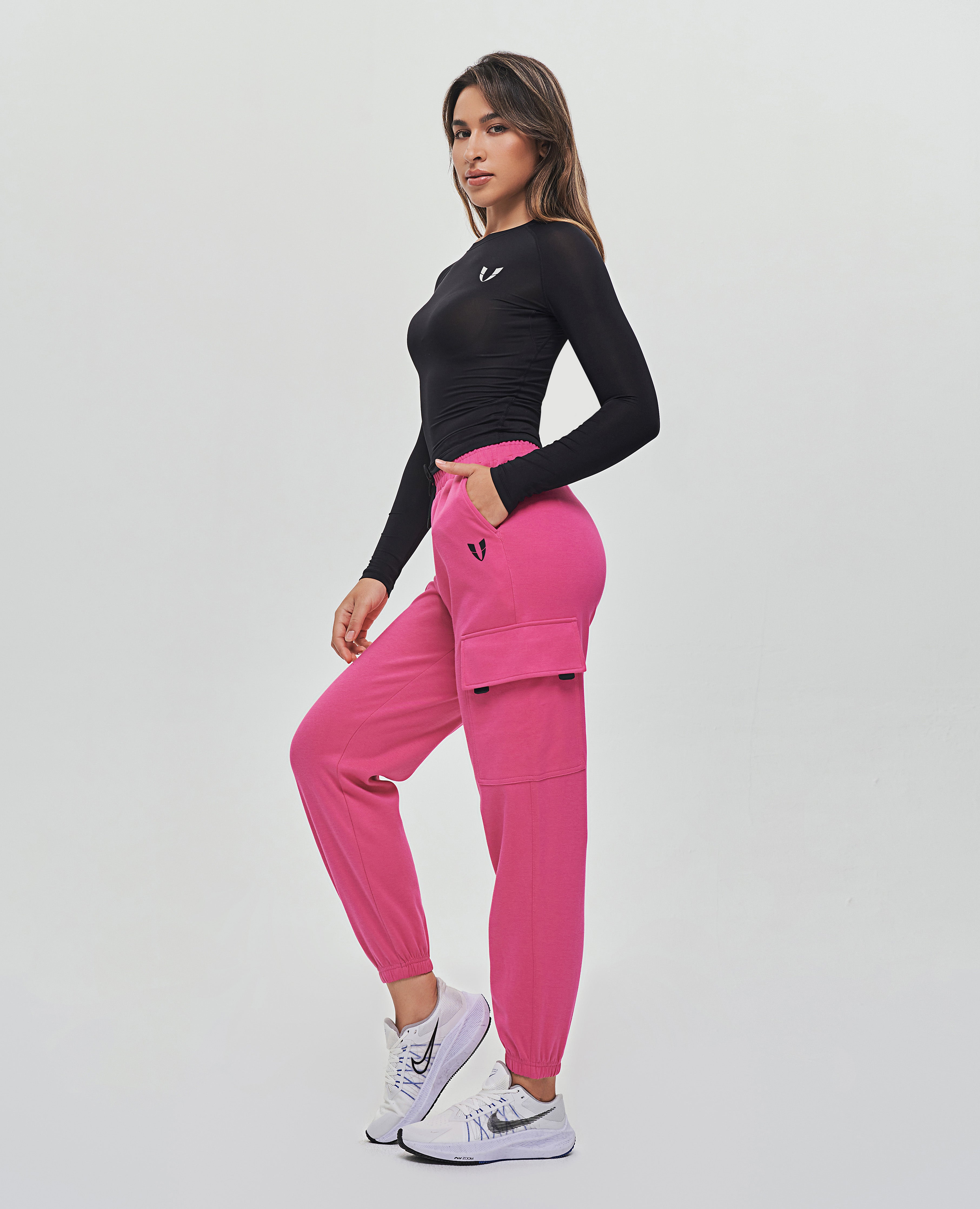 Locker sitzende Cargo-Jogginghose – Fuchsia