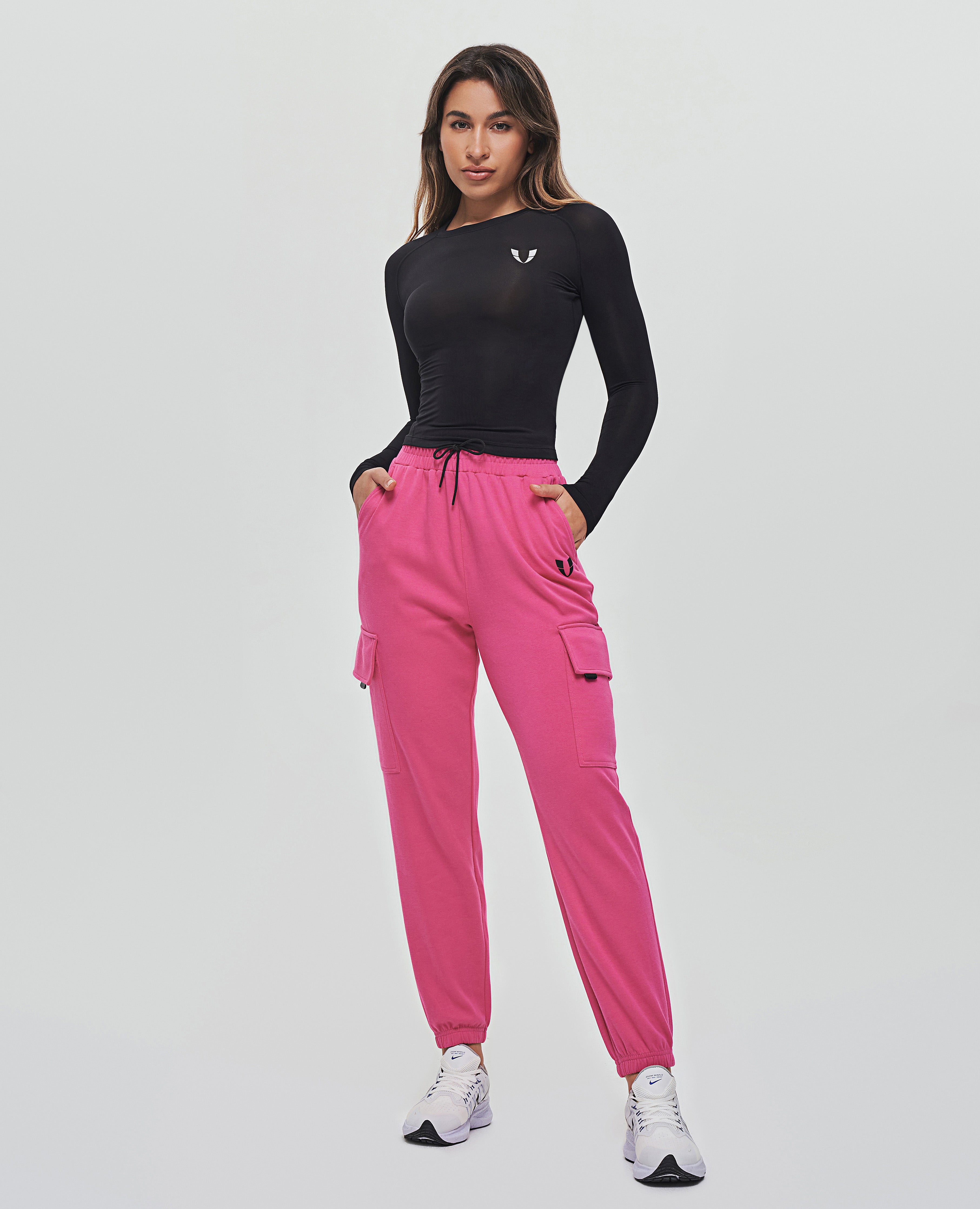 Locker sitzende Cargo-Jogginghose – Fuchsia