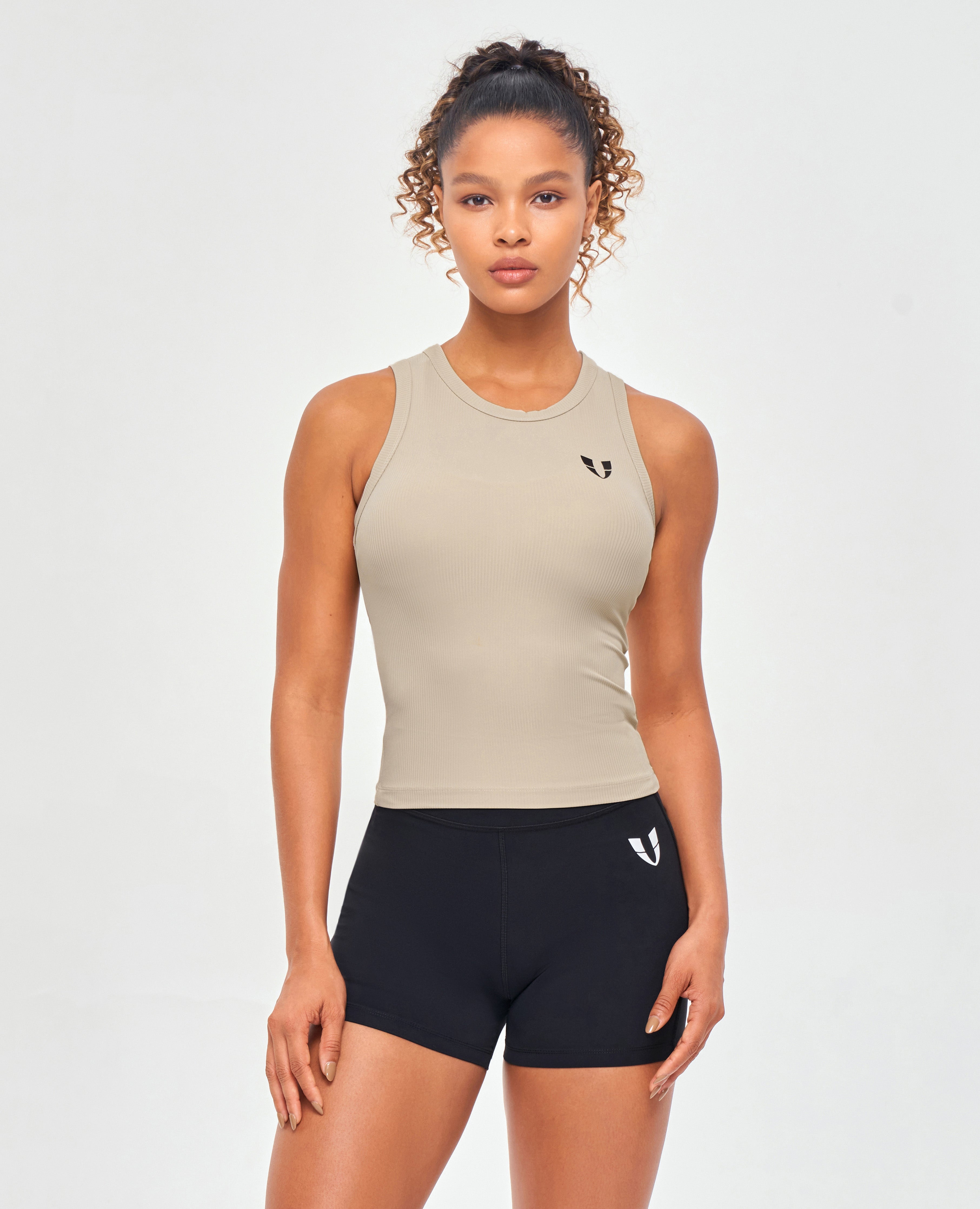 Geripptes Workout Tank – Khaki