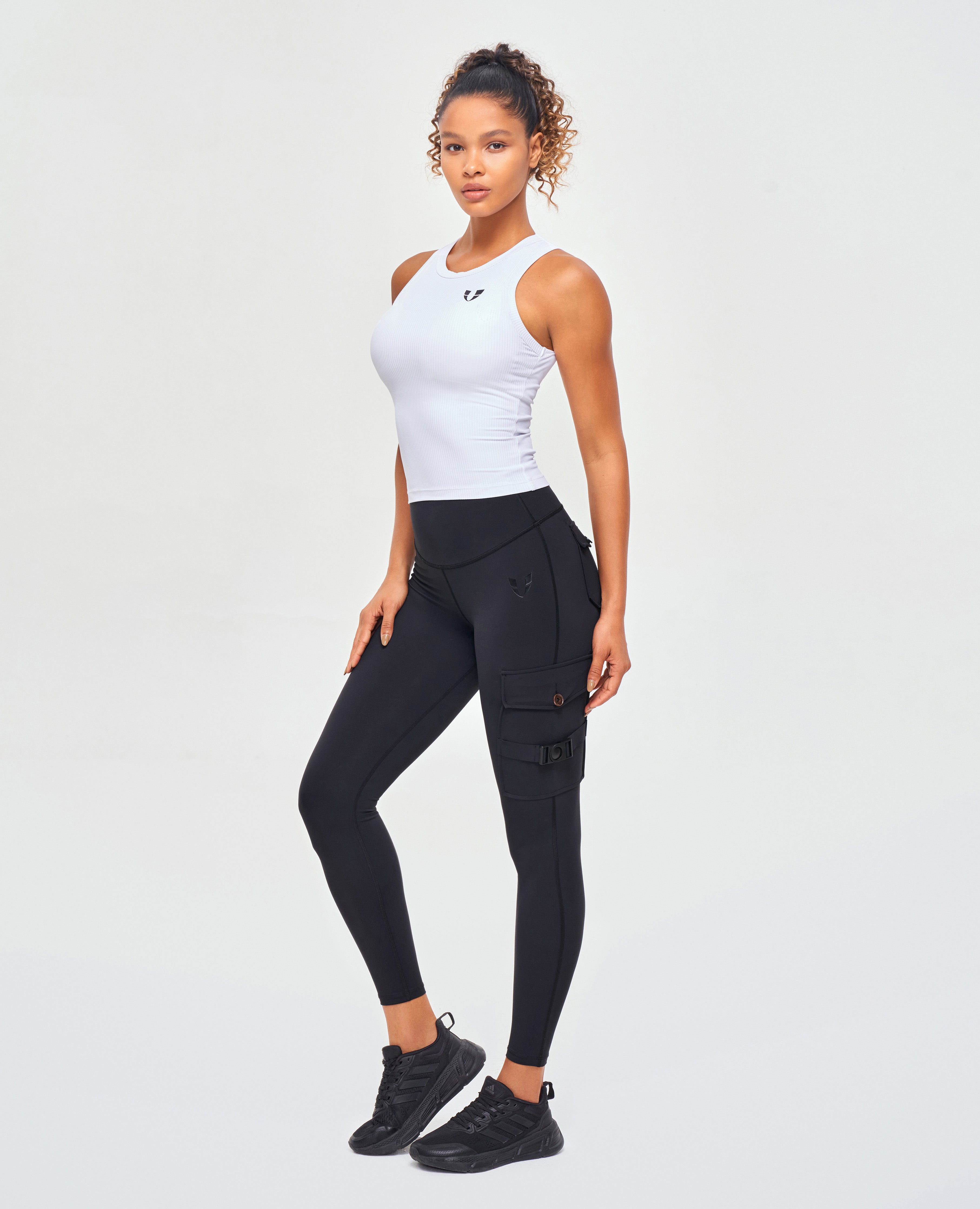 Geripptes Workout Tank – Weiß