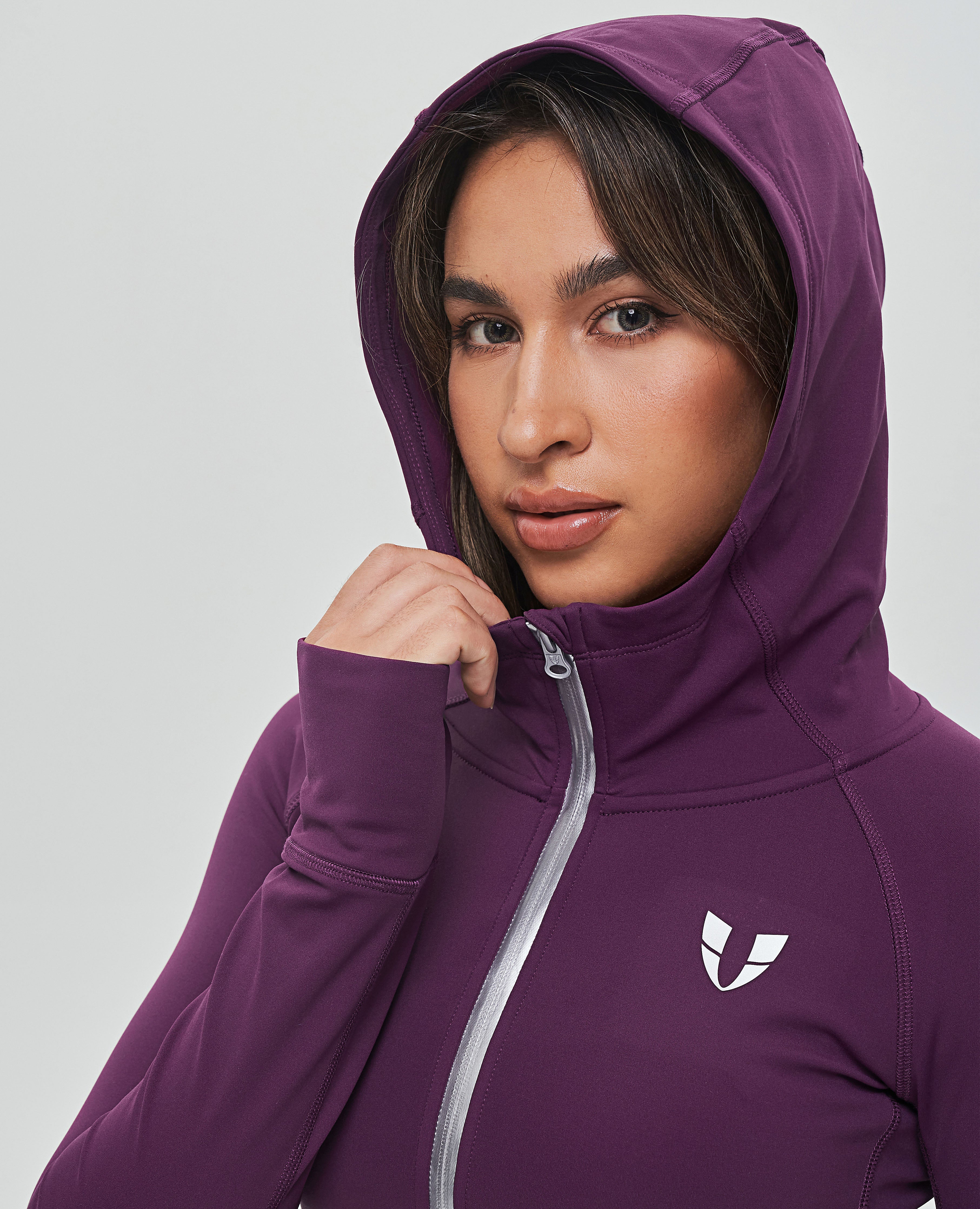 Dünner Fleece-Hoodie mit Reißverschluss – Lila