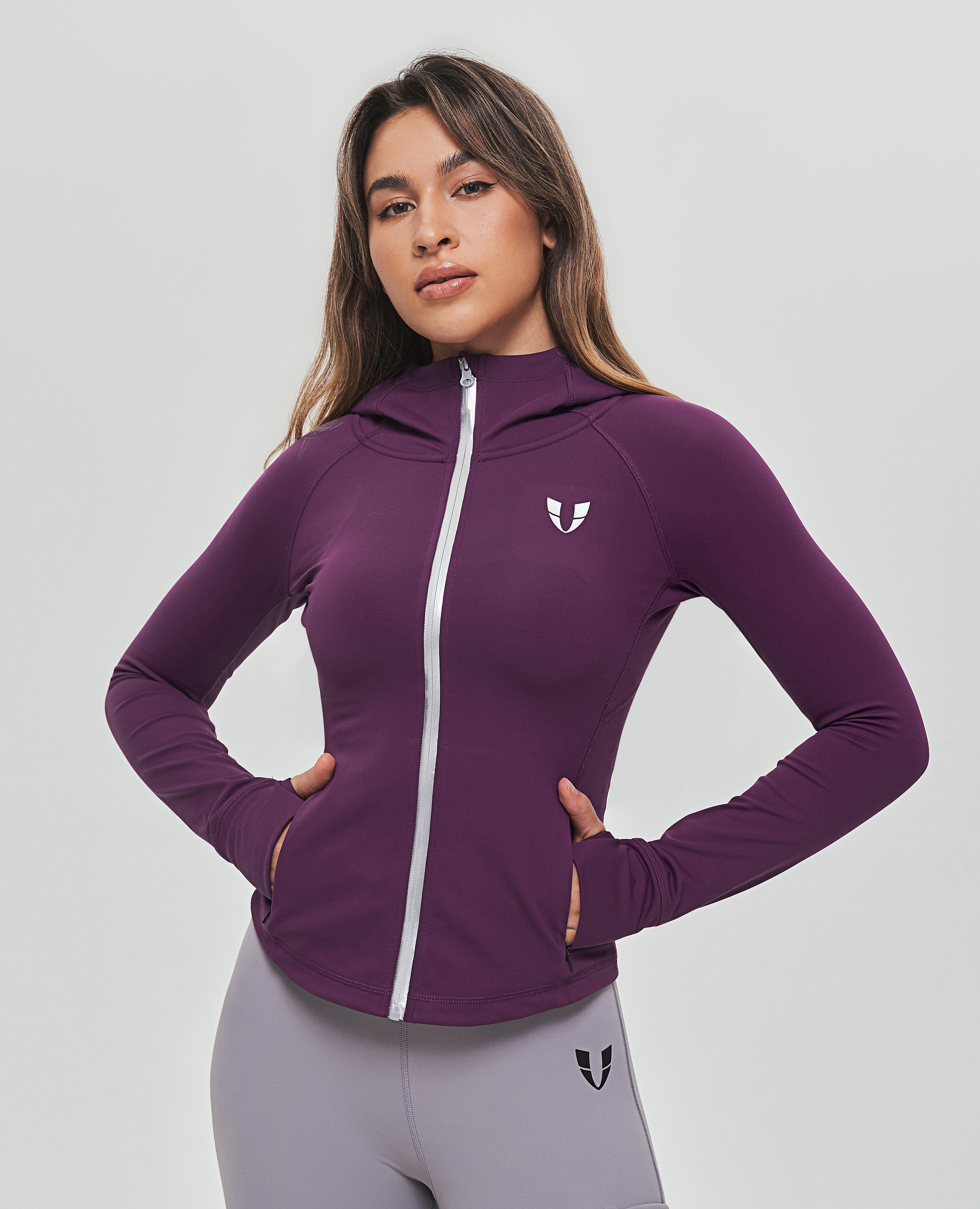 Thin Fleece Zipper Hoodie Purple COMPANY ABS