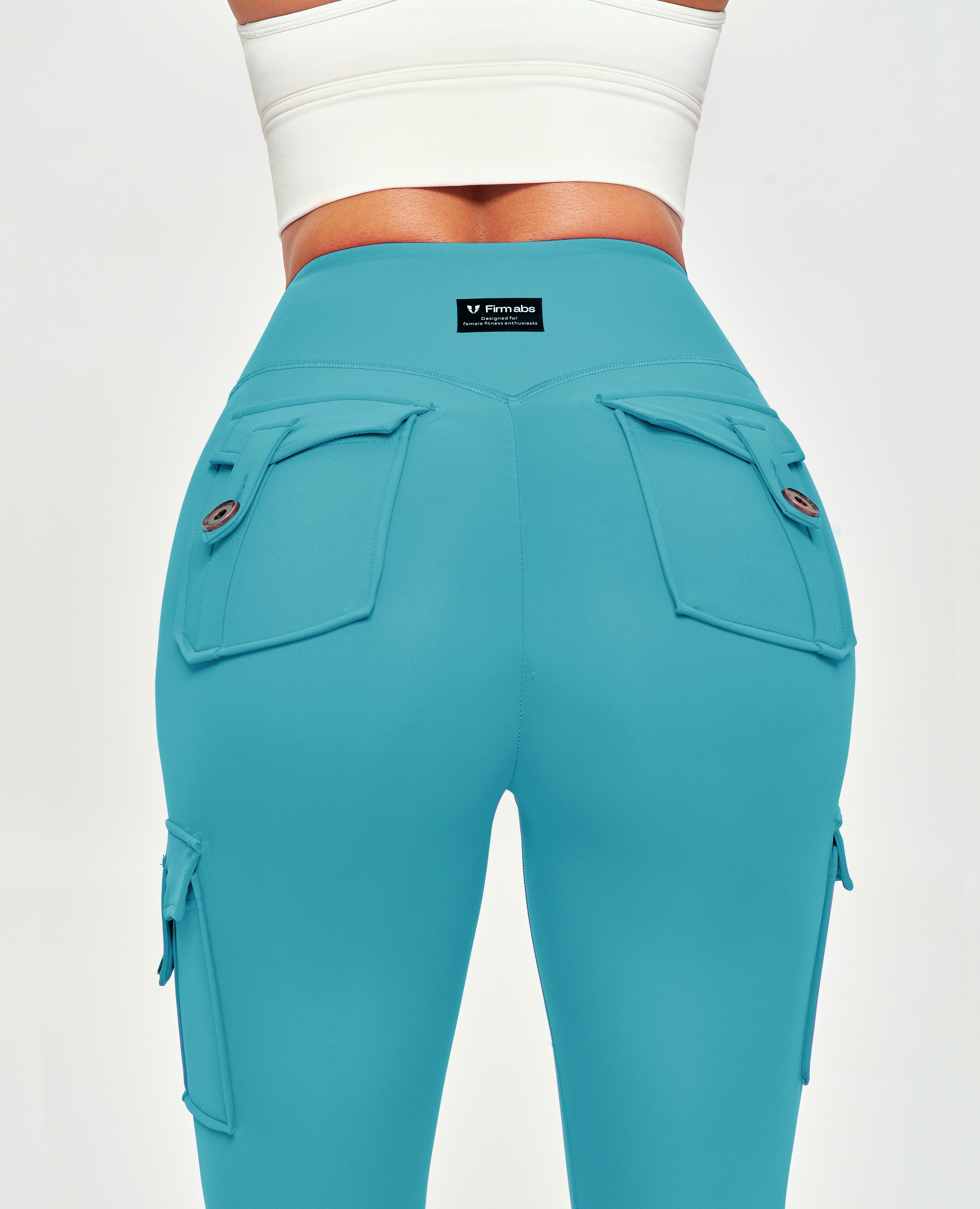 Cargo-Leggings mit V-Taille – Wassergrün