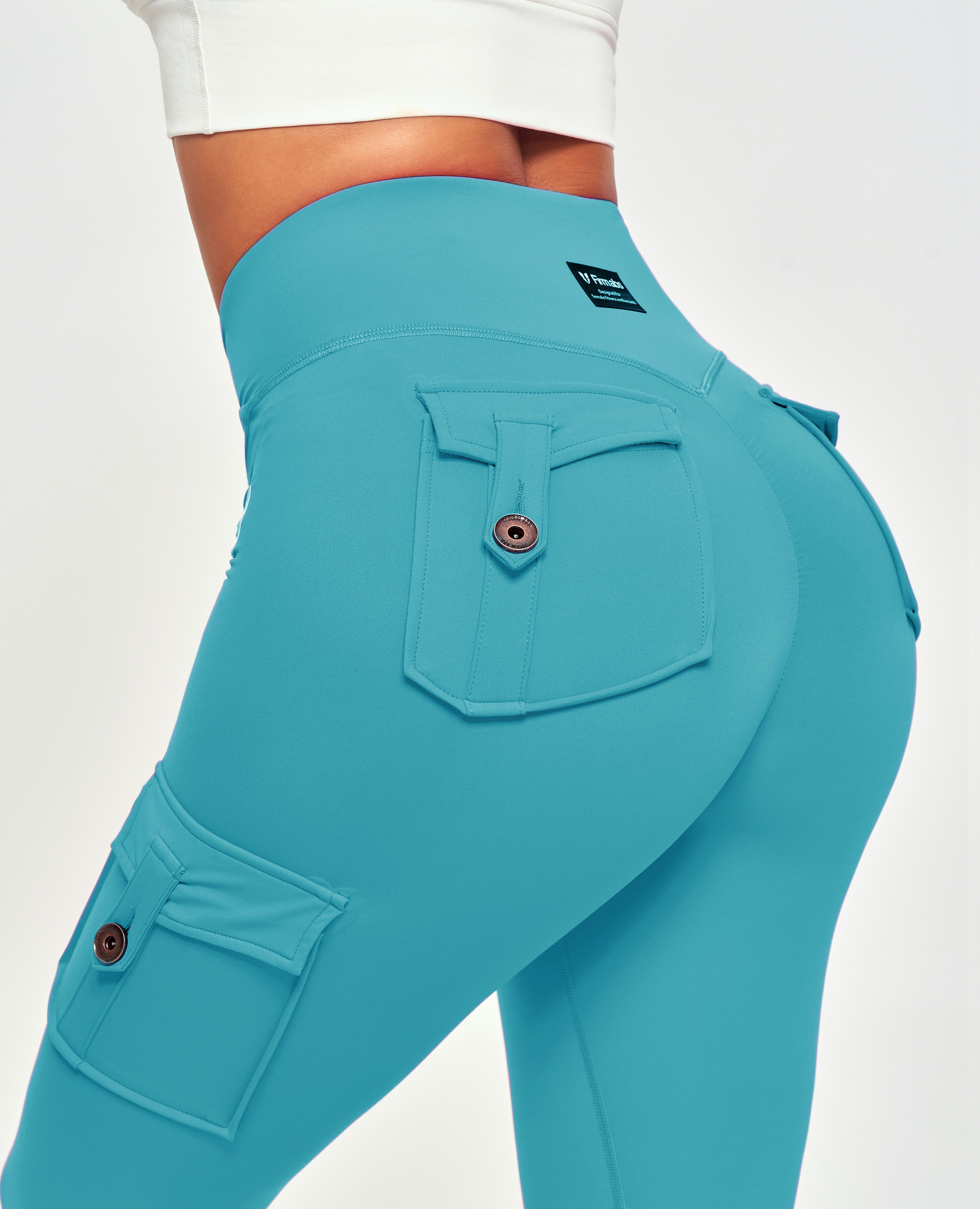 Cargo-Leggings mit V-Taille – Wassergrün