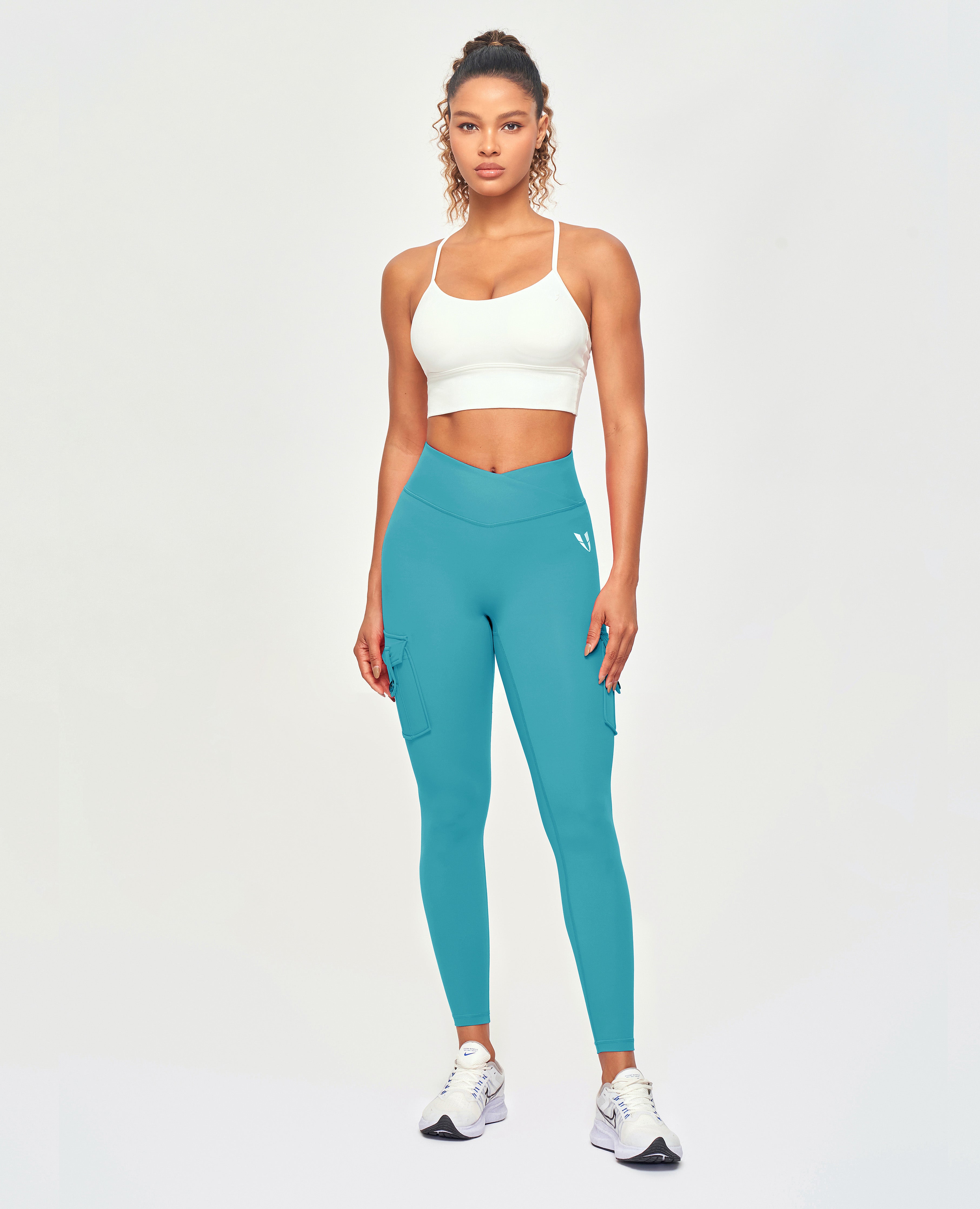 Cargo-Leggings mit V-Taille – Wassergrün