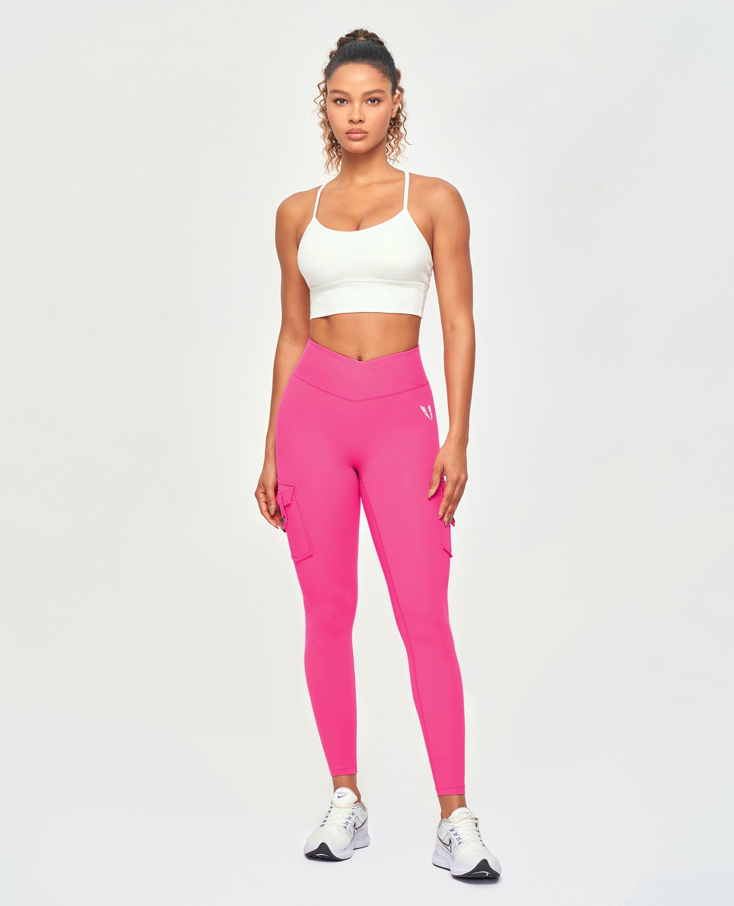 V-waist Cargo Leggings - Neon Pink
