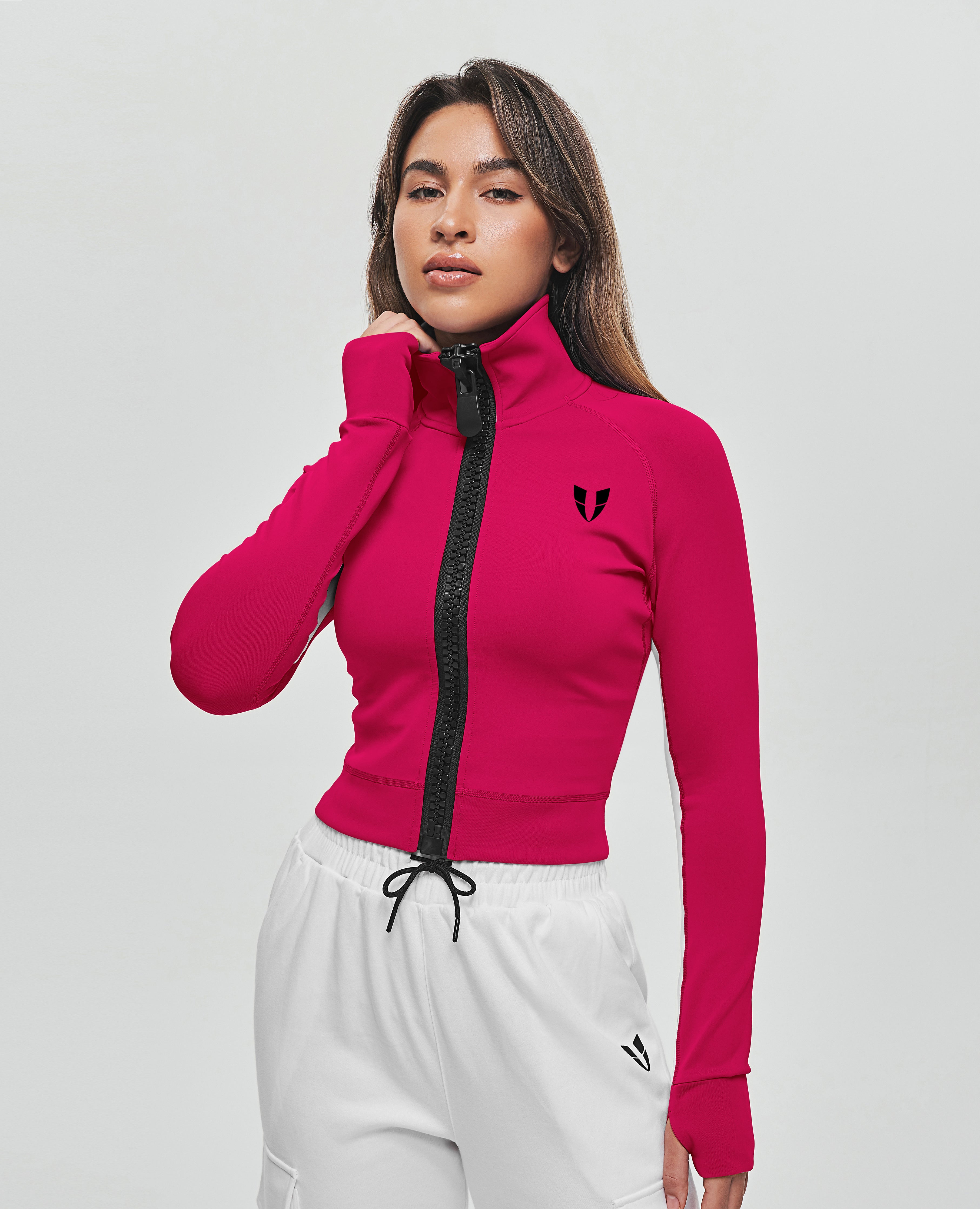 Kurze Jacke mit Reißverschluss – Fuchsia