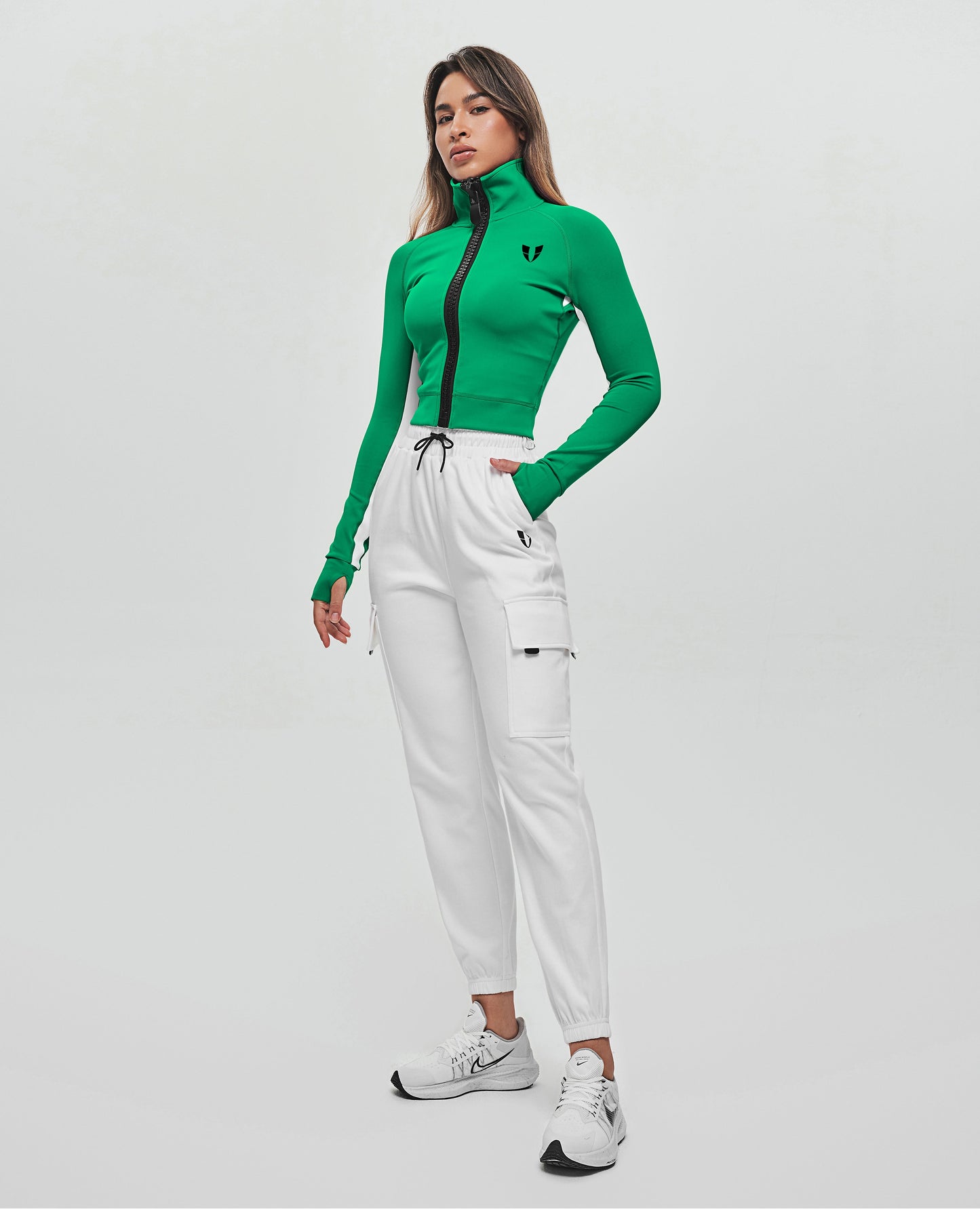 Zip Up Cropped Jacket - Green